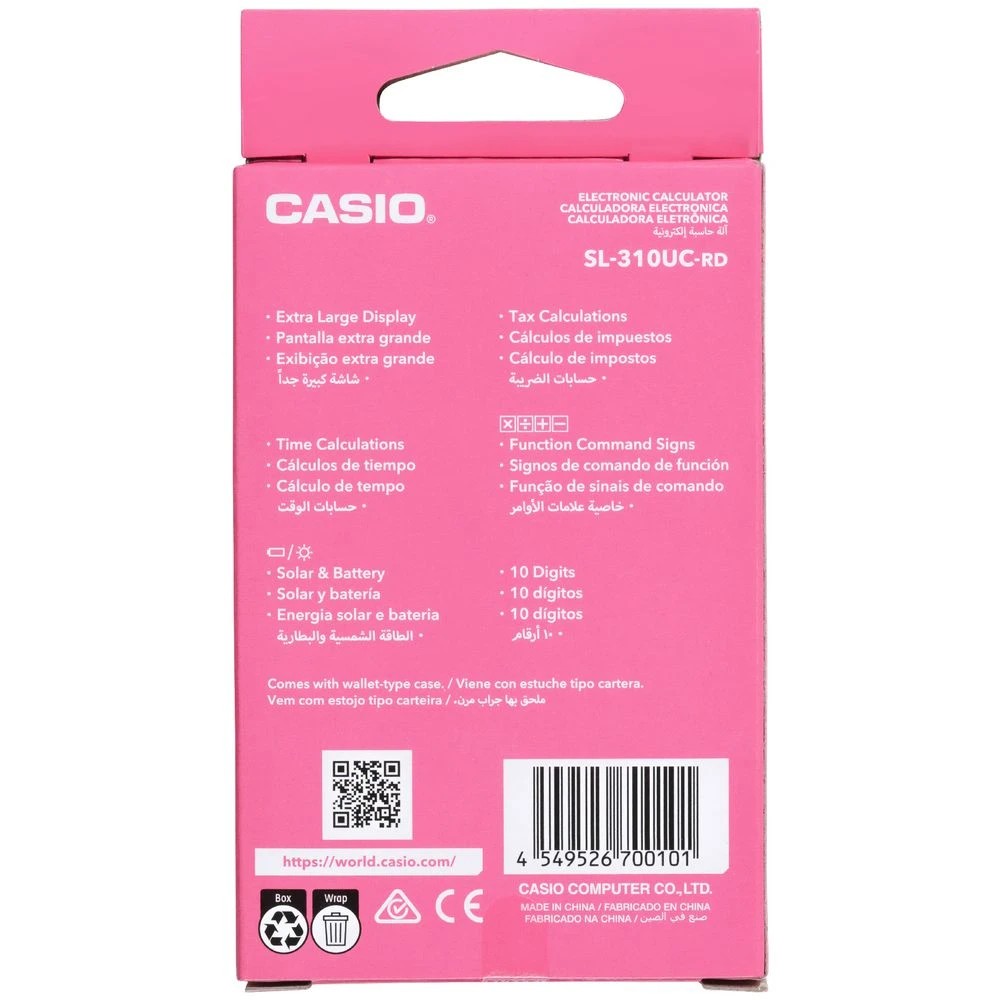 4 Casio 10 Digit Portable Calculator Pink SL31OUCRD, 4 of 4