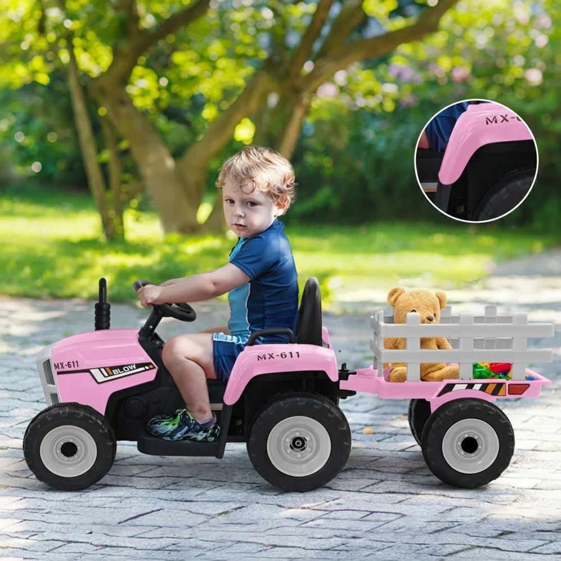 5 Rigo Kids Electric Ride On Car Tractor Toy Cars 12V - Pink, 5 of 5