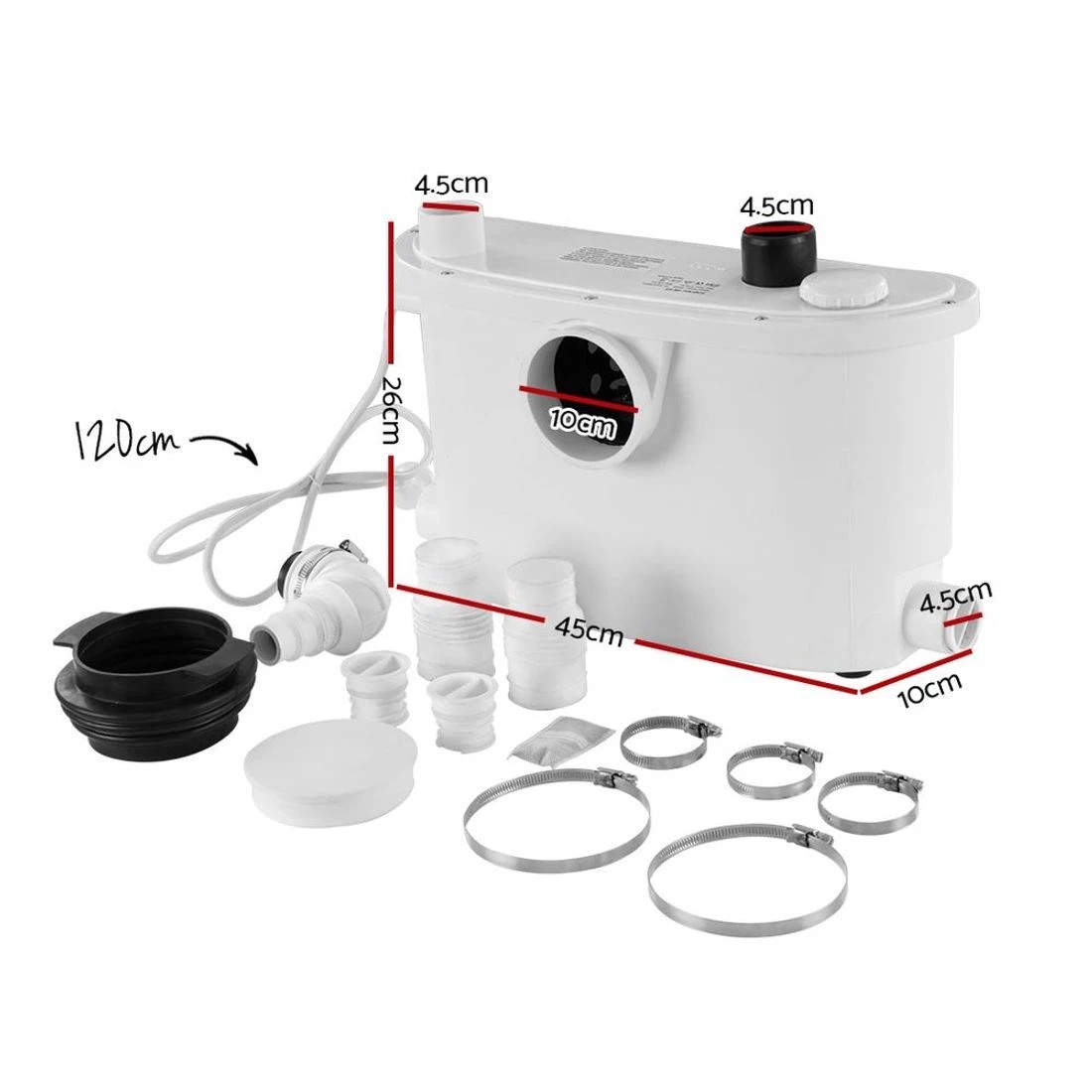 2 Giantz Macerator Sewerage Pump Waste Water Marine Toilet Disposal Unit Clean - White, 2 of 6