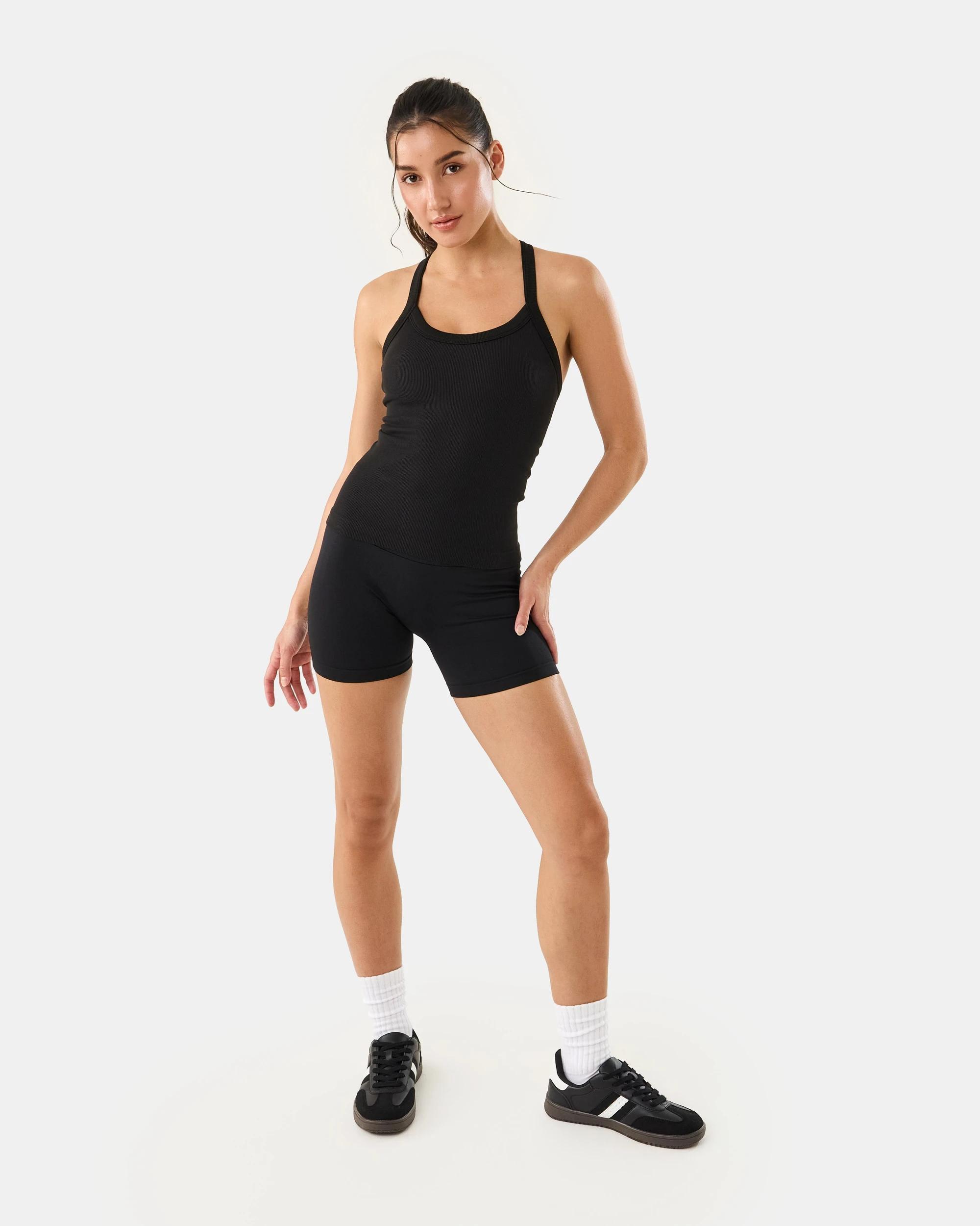 2 Active Womens Ribbed Tank Top Black, 2 of 8