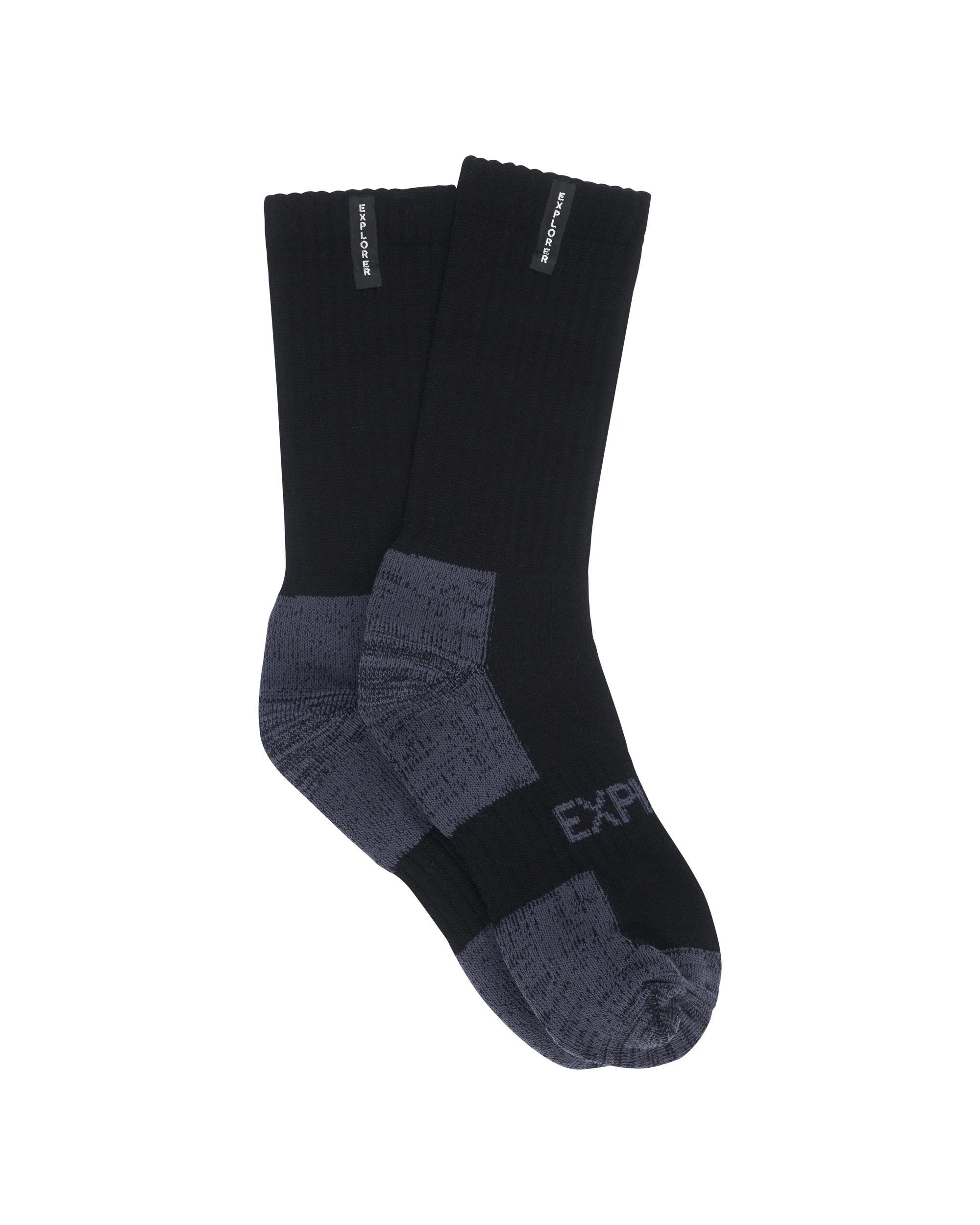 1 2 Pack Explorer Tough Work Socks - Black NO COLOUR, 1 of 4