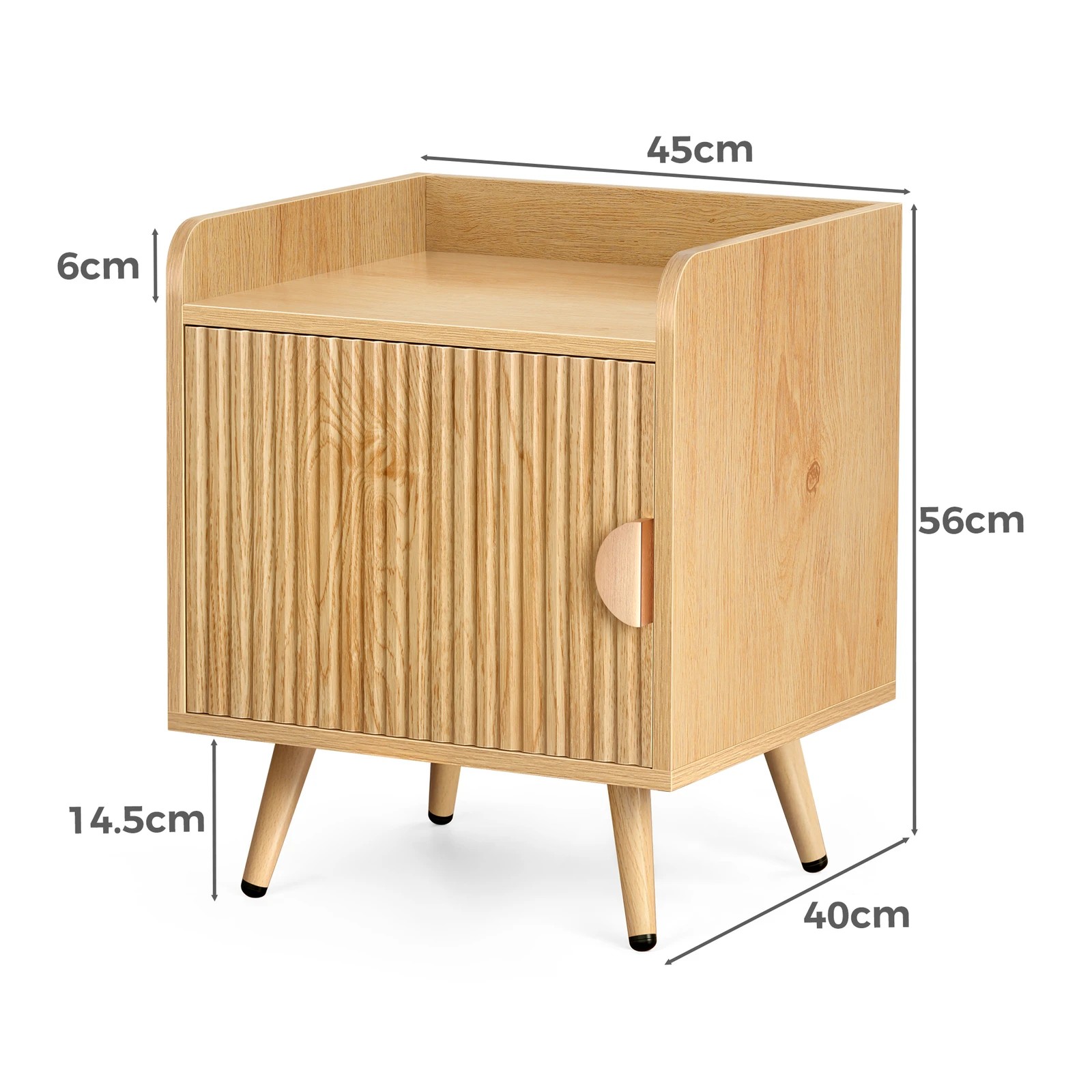 4 Alfordson 2x Bedside Table Cabinet Nightstand Side Storage - Oak, 4 of 10