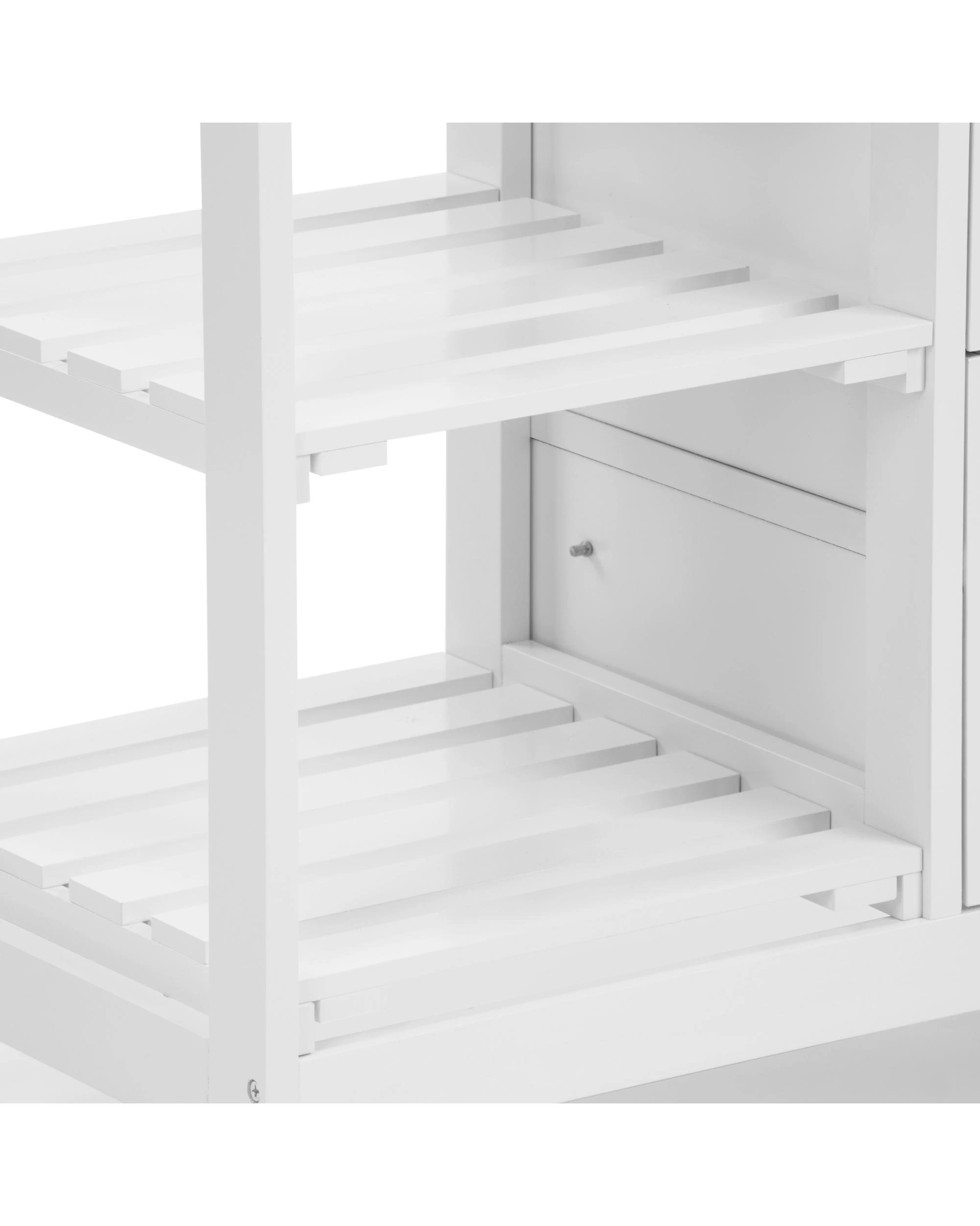 3 Kodu Mobile Kitchen Trolley Drinks Caddy 3 Drawers 2 Shelves White and Oak, 3 of 6