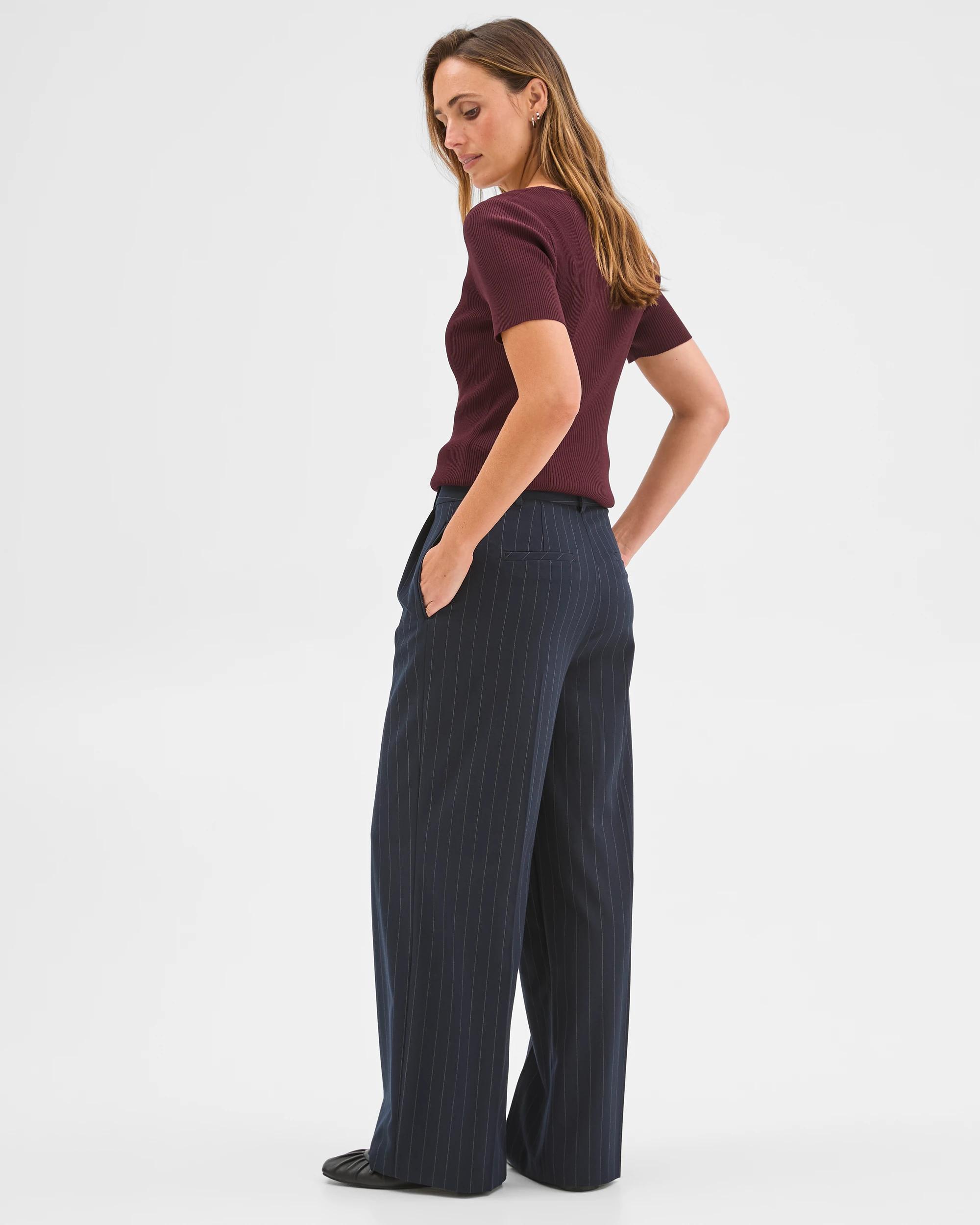 4 Preview Classic PVL Wide Leg Pants NAVY PINSTRIPE, 4 of 6