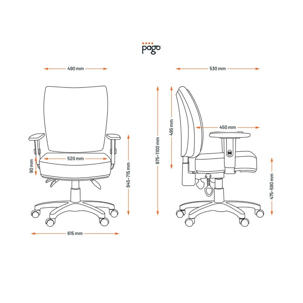 5 Pago Flash II Deluxe Heavy Duty Ergonomic Chair Arms Black Drafting Chairs, 5 of 7