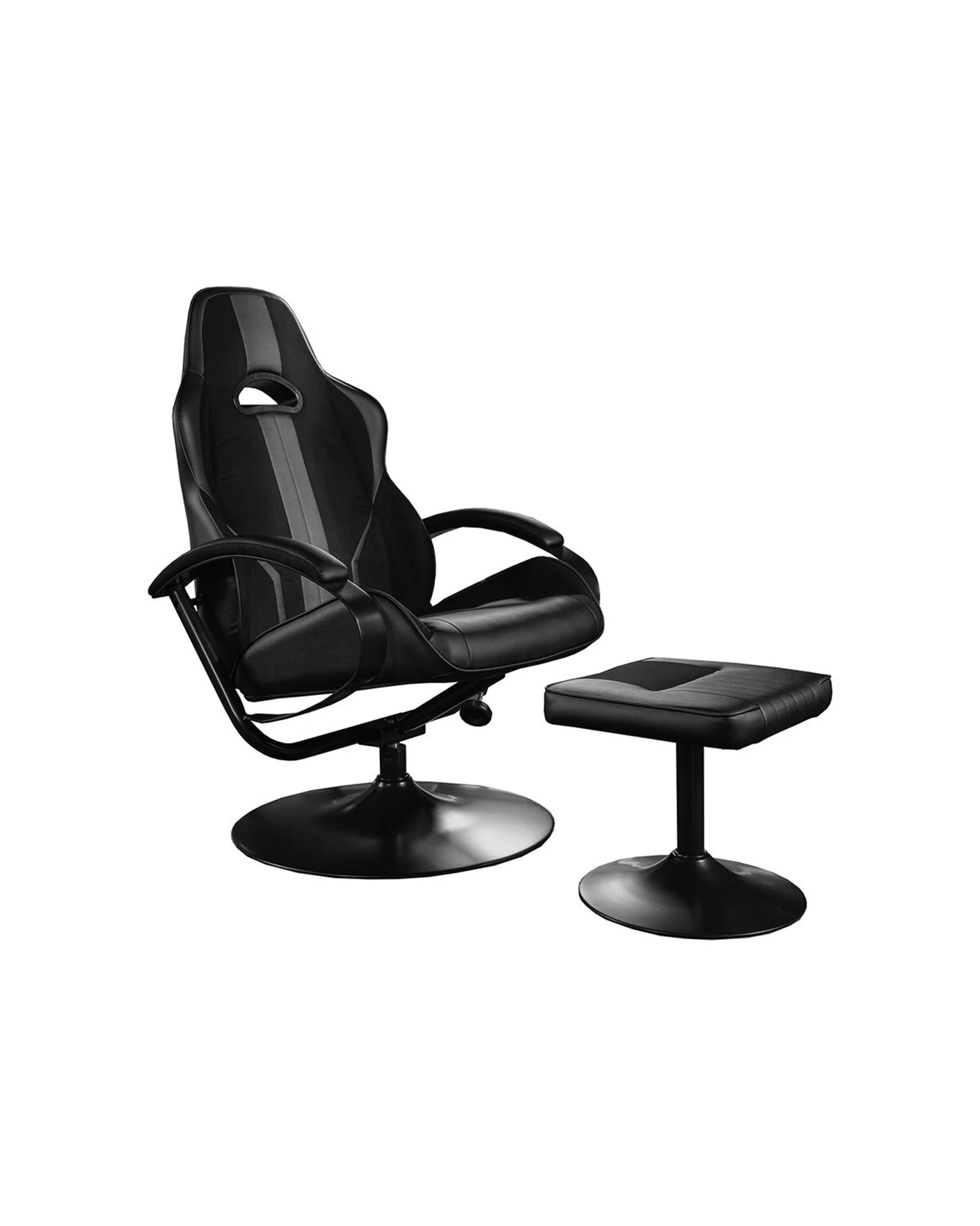 1 X Rocker Milano Auto Reclining Gaming/lounge Rocking Chair W/ Footstool
 - Black, 1 of 9