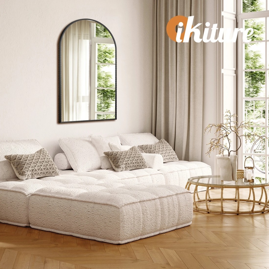 5 Oikiture Wall Mirrors 86x50cm Arched Makeup Mirror Office Home Decor
 - Black, 5 of 9