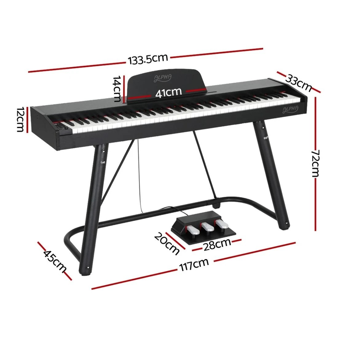 2 Alpha 88 Keys Electronic Piano Keyboard Digital Electric w/ Stand Semi-Weighted - Black, 2 of 7