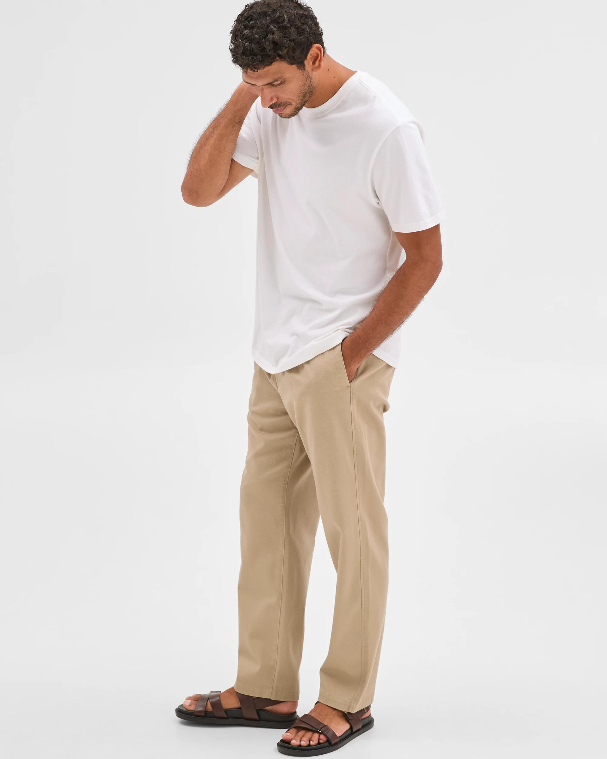 3 Target Man Australian Cotton Pleated Textured Chino Pants NEUTRAL, 3 of 8