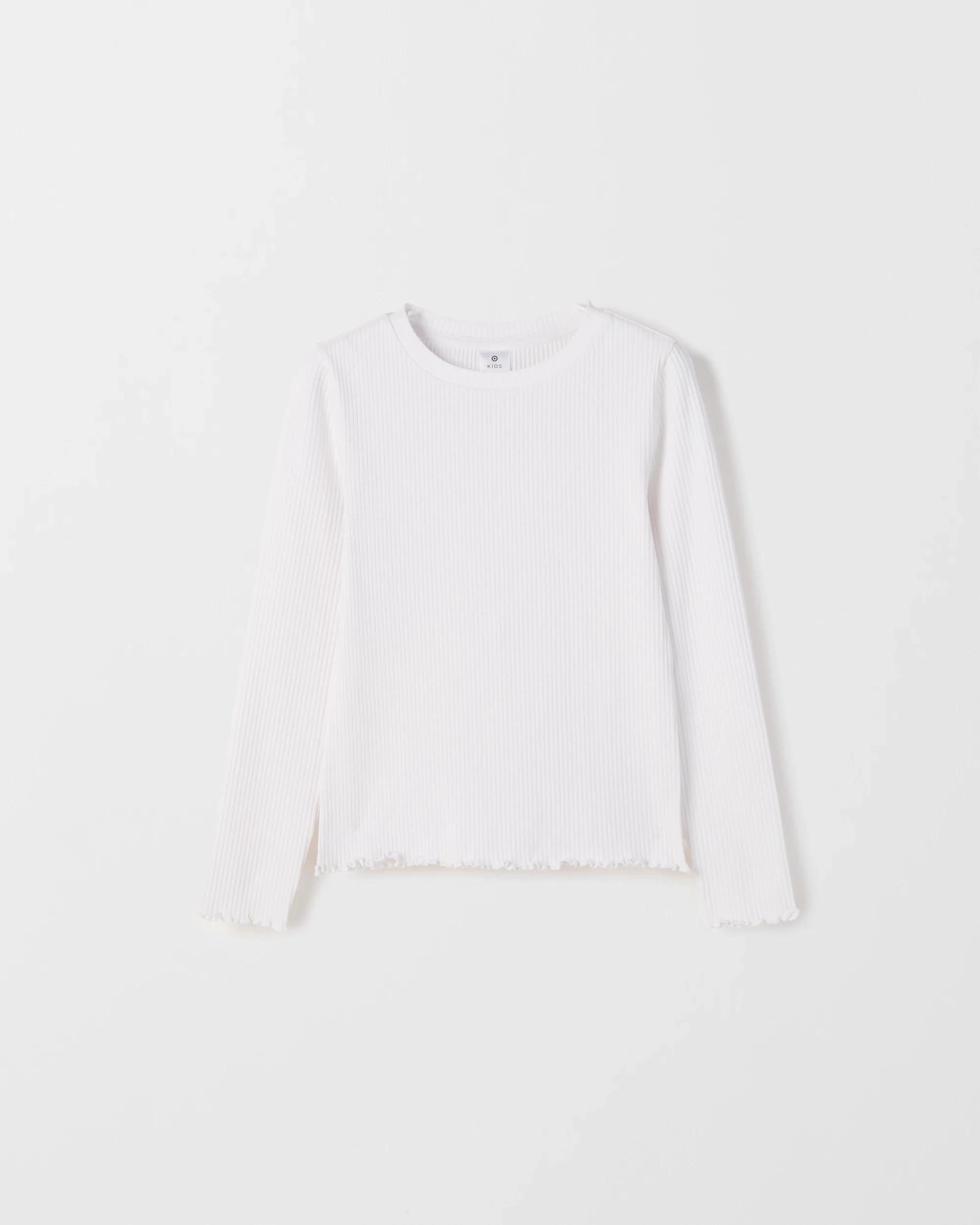 1 Target Kids Australian Cotton Long Sleeve Rib T-Shirt WHITE, 1 of 1