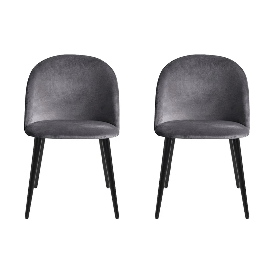 3 Artiss Dining Chairs Set of 4 Velvet Solid Curved Dark - Black, 3 of 6