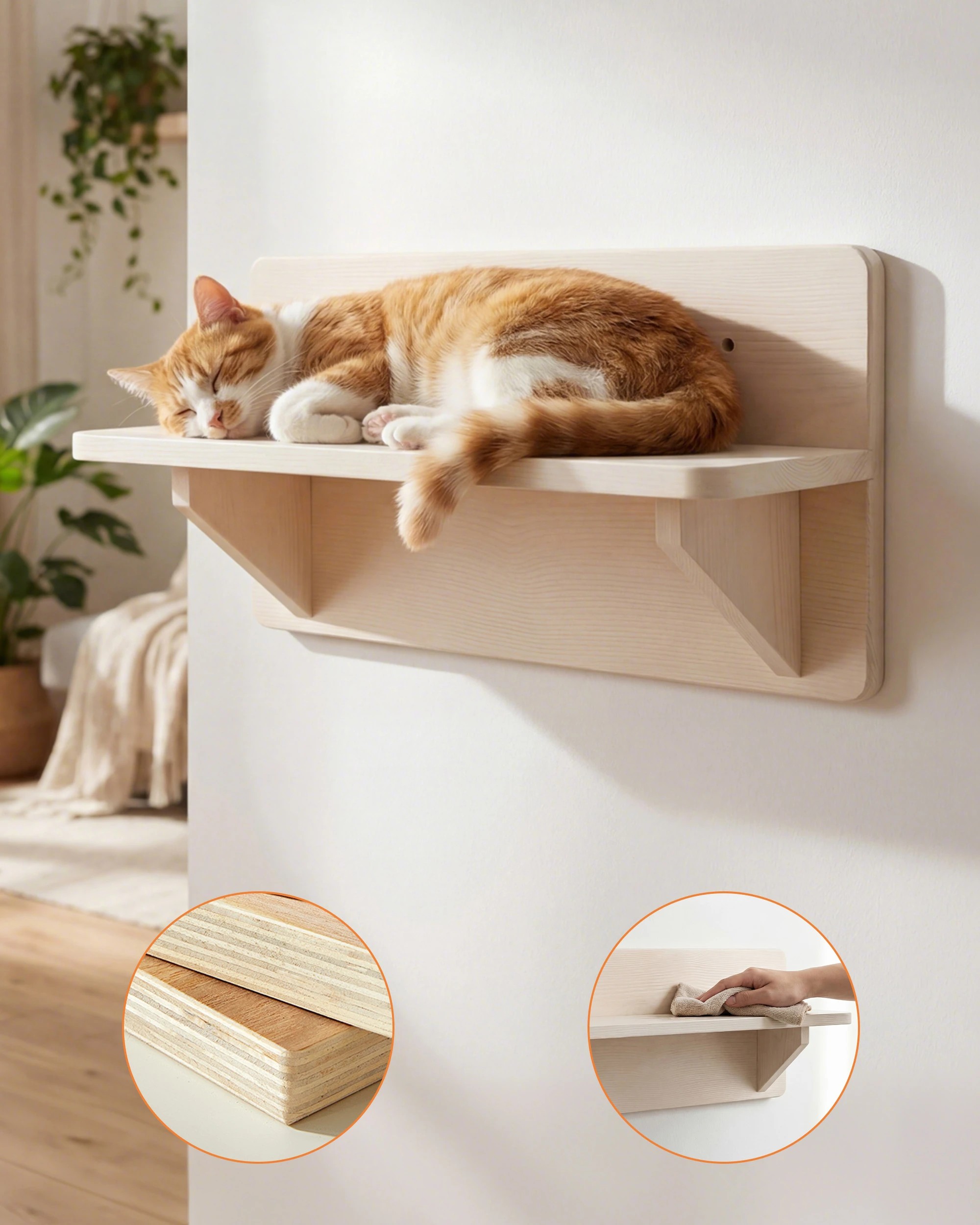 7 Advwin 5 in 1 Cat Wall Shelves Wooden Cat Tree, 7 of 8