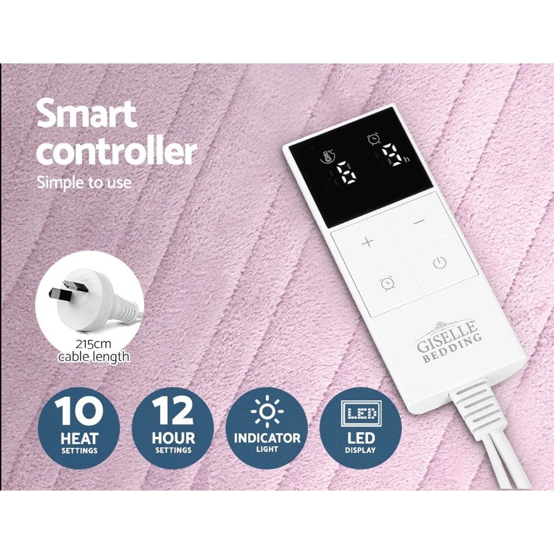 6 Giselle Electric Throw Rug Heated Blanket Fleece - Pink, 6 of 10