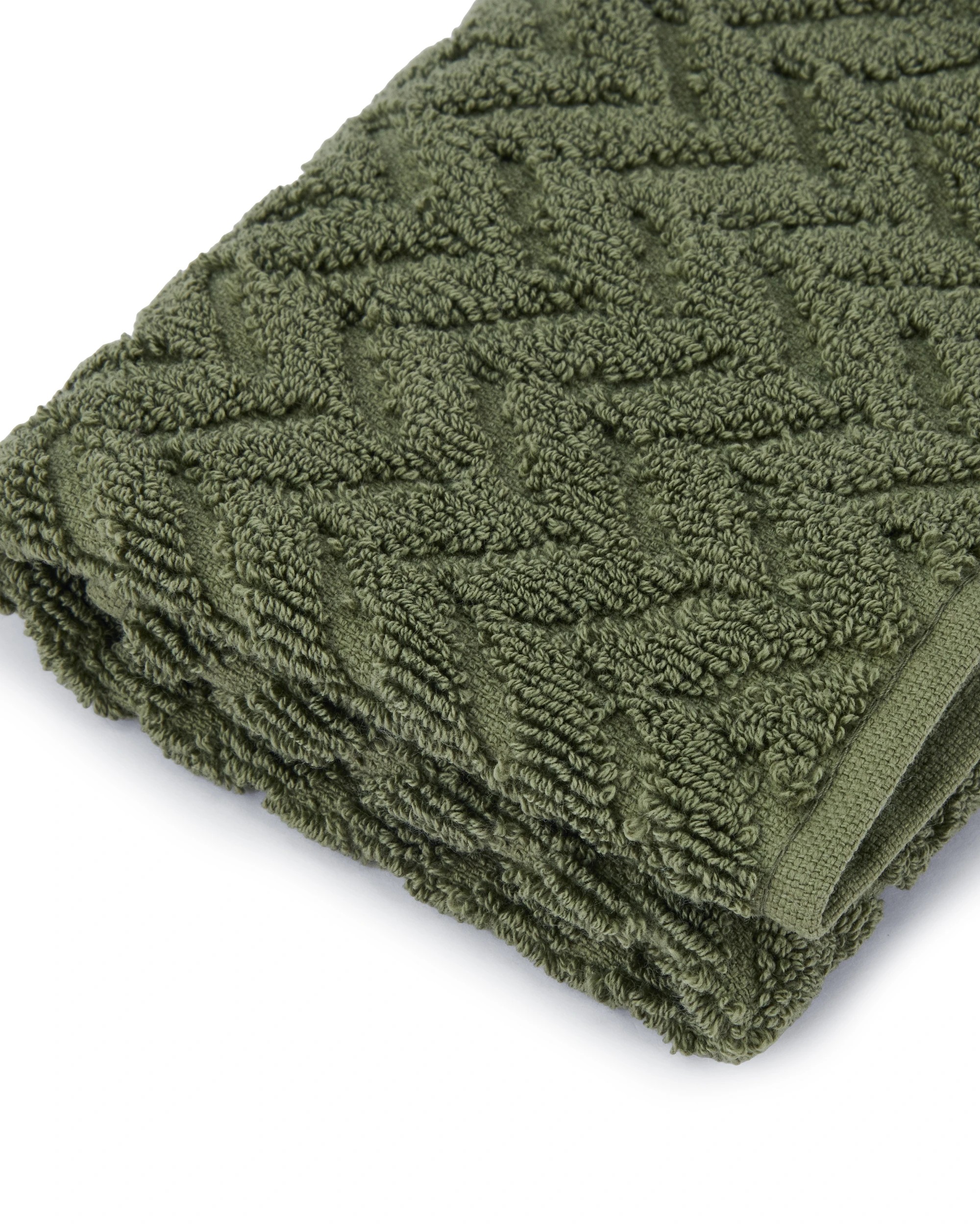 4 Chevron Cotton Face Washer - Olive, 4 of 6