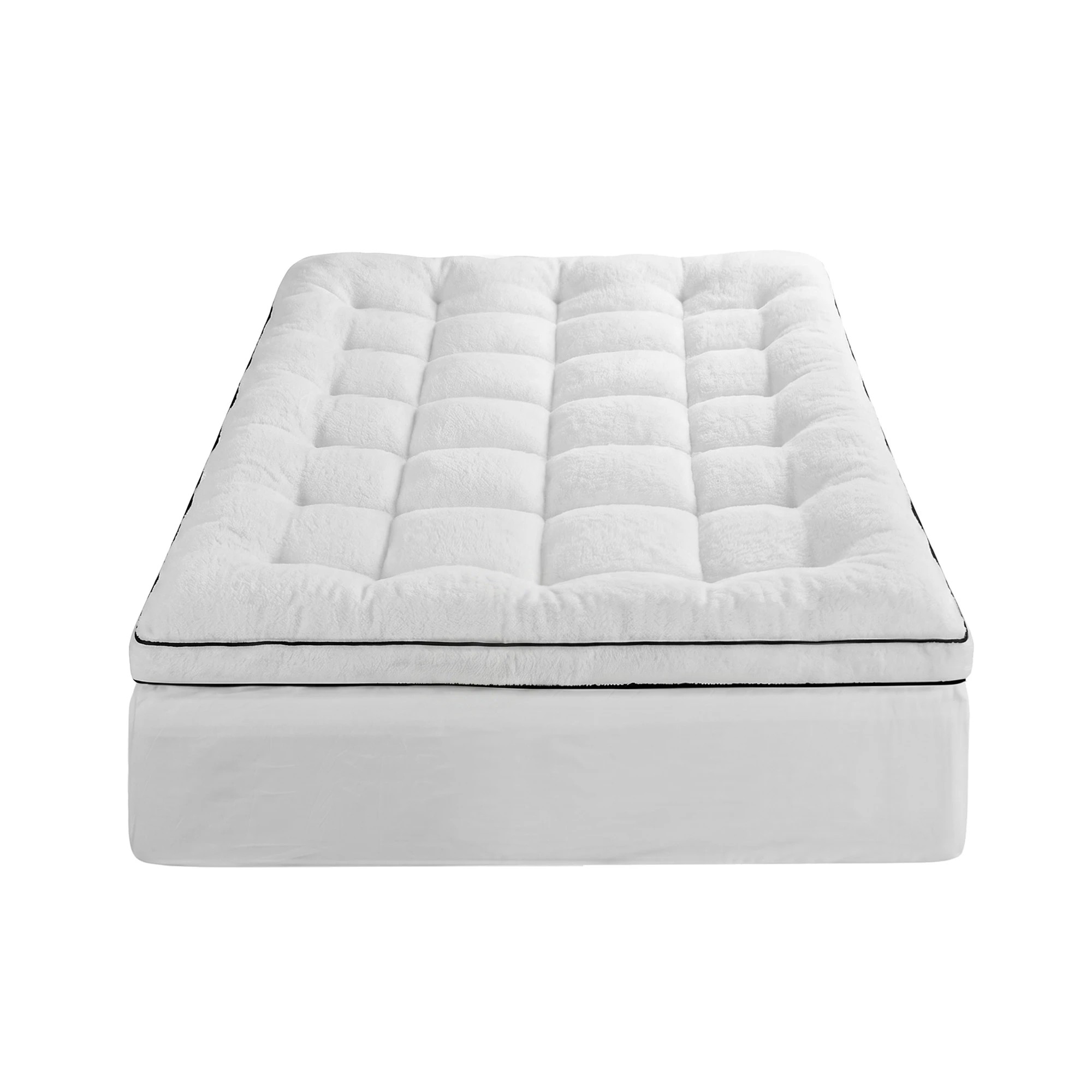 3 Giselle Bedding King Single Mattress Topper 5cm Coral Fleece - King Single Bed - White, 3 of 9