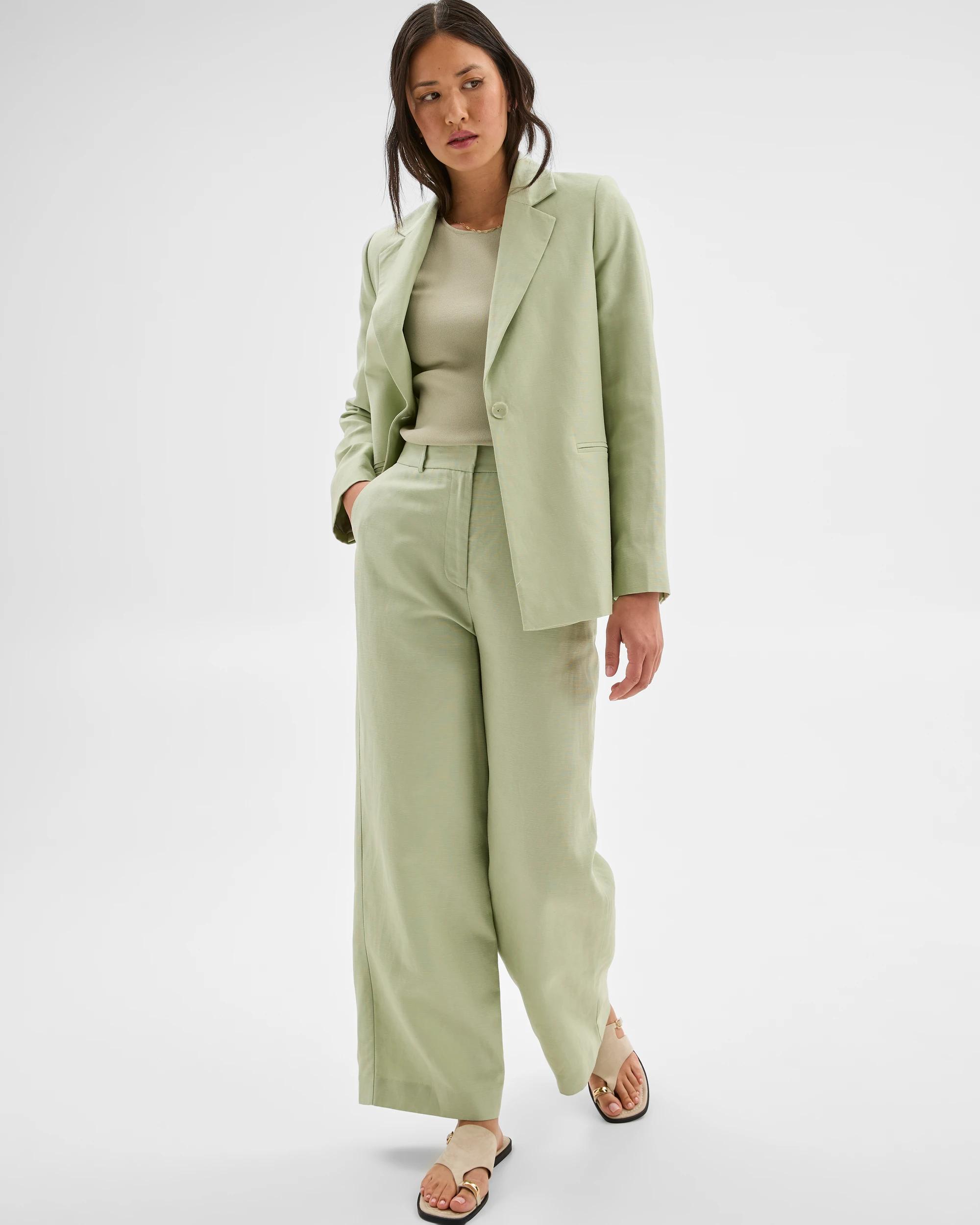 7 Linen Blend Single Breasted Blazer - Preview DESERT SAGE, 7 of 8