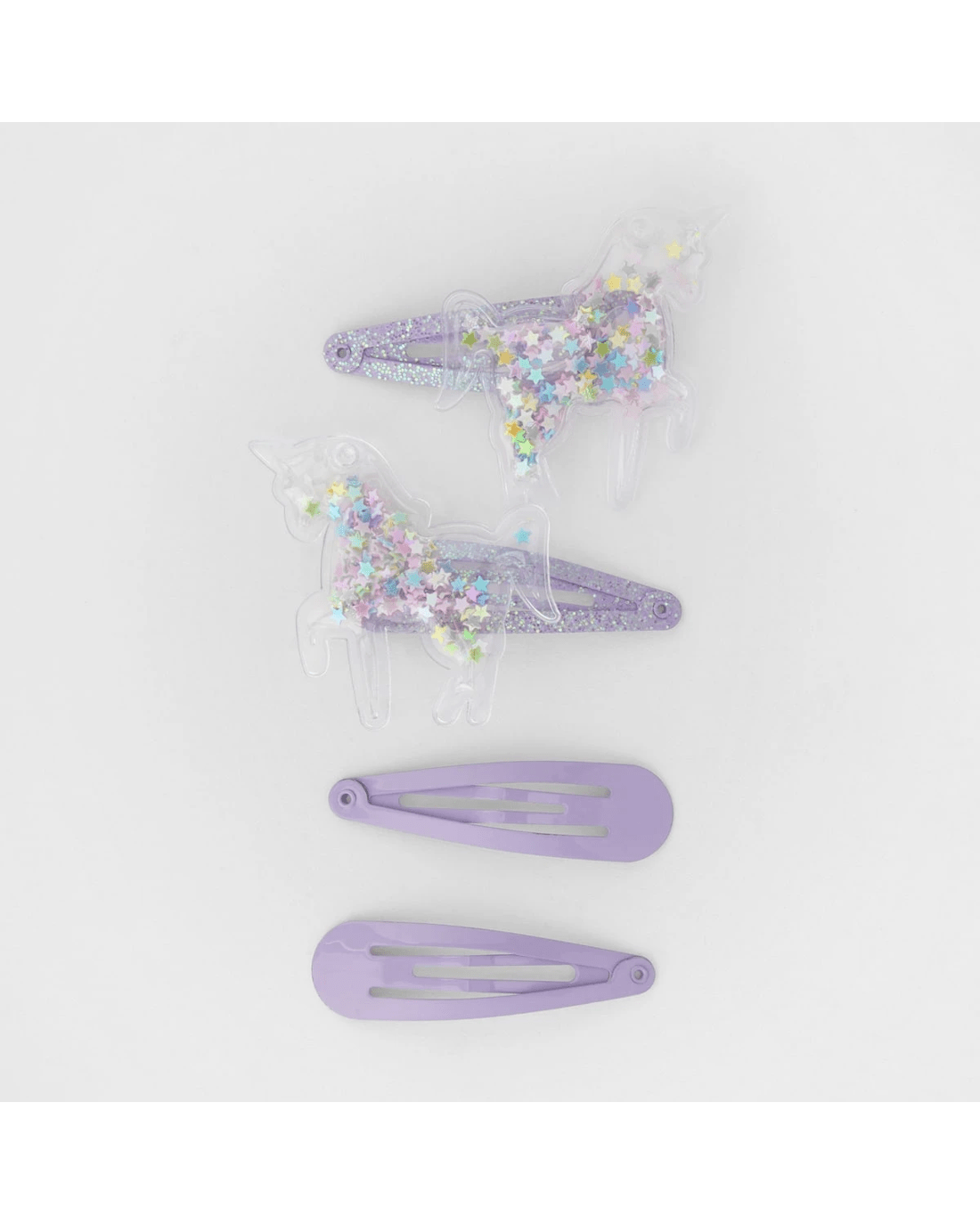 1 4 Pack Purple Unicorn Snap Hair Clips, 1 of 3