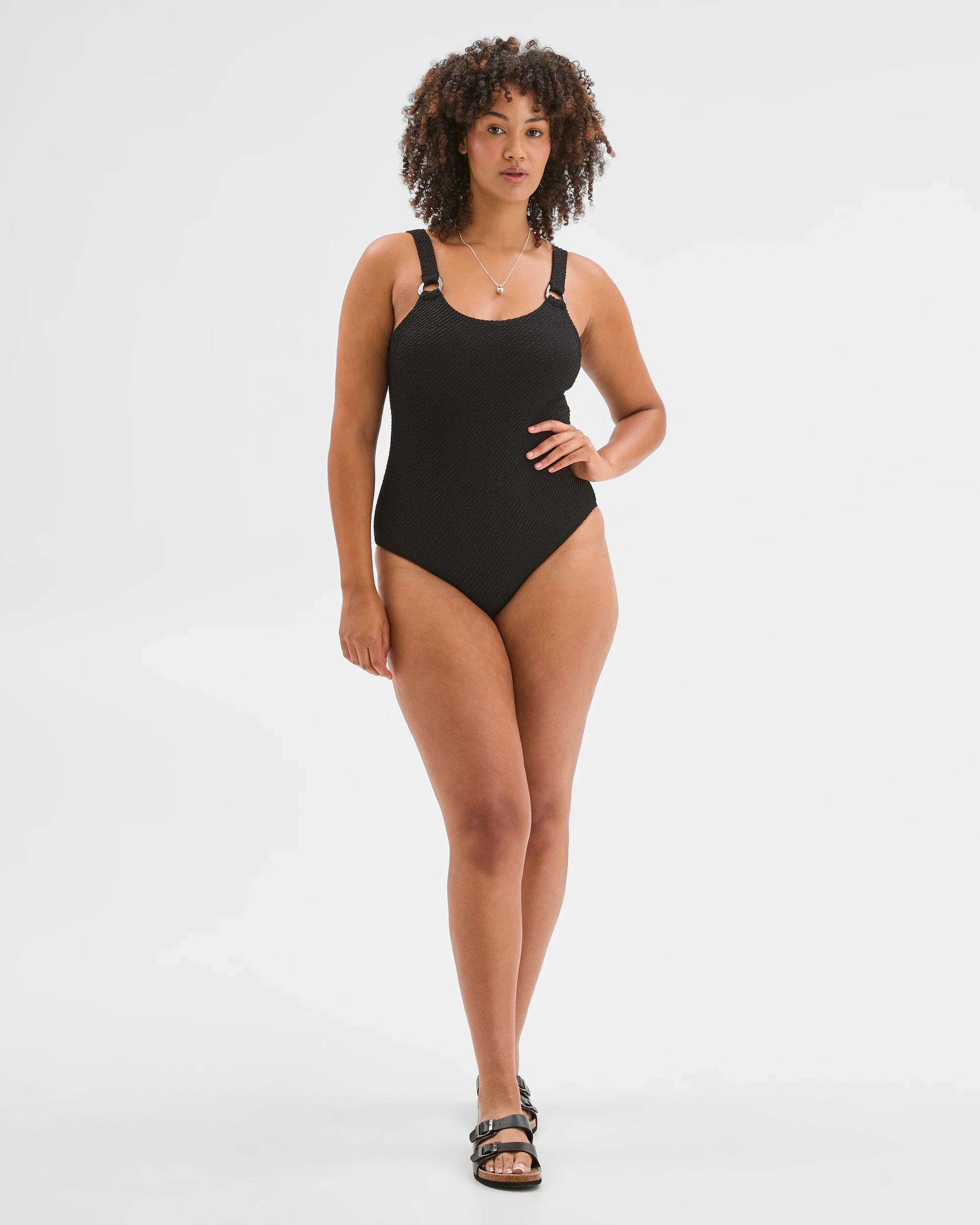 6 Target Woman Shape Your Body Resort Crinkle Ring Trim One Piece Swimsuit BLACK, 6 of 10