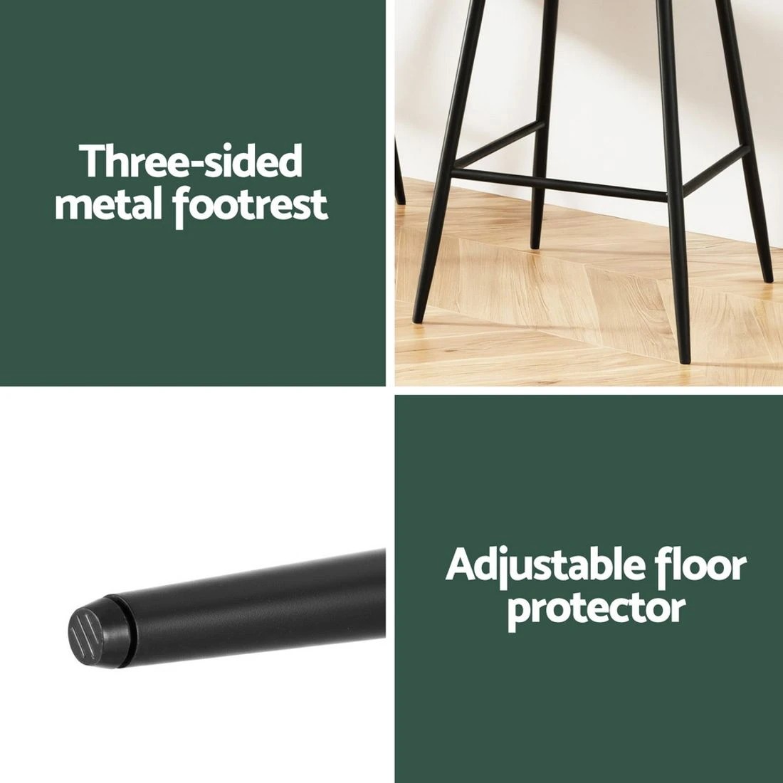 6 Artiss 4x Bar Stools Kitchen Dining Chair Counter Stool Tub Velvet Metal - Green, 6 of 6