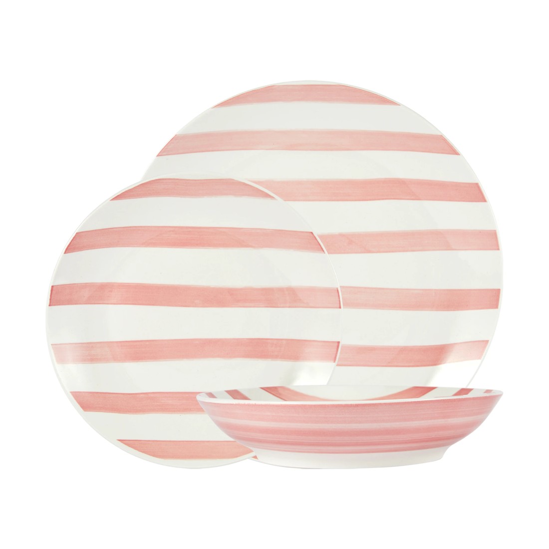 1 Pink Stripe 12 Piece Dinner Set, 1 of 7