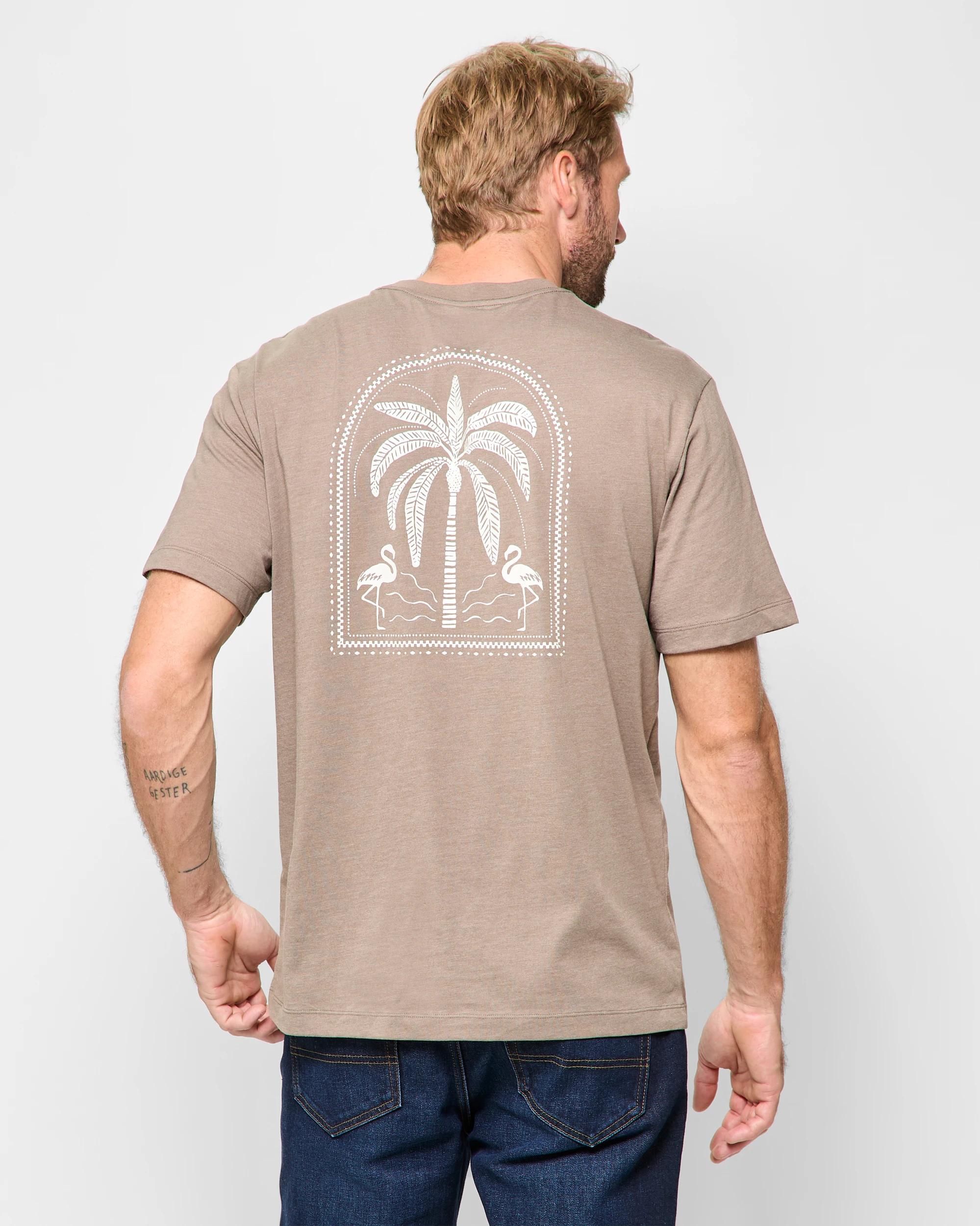 4 Target Australian Cotton Blend Palm Tree Print T-shirt SHITAKE MARLE, 4 of 5