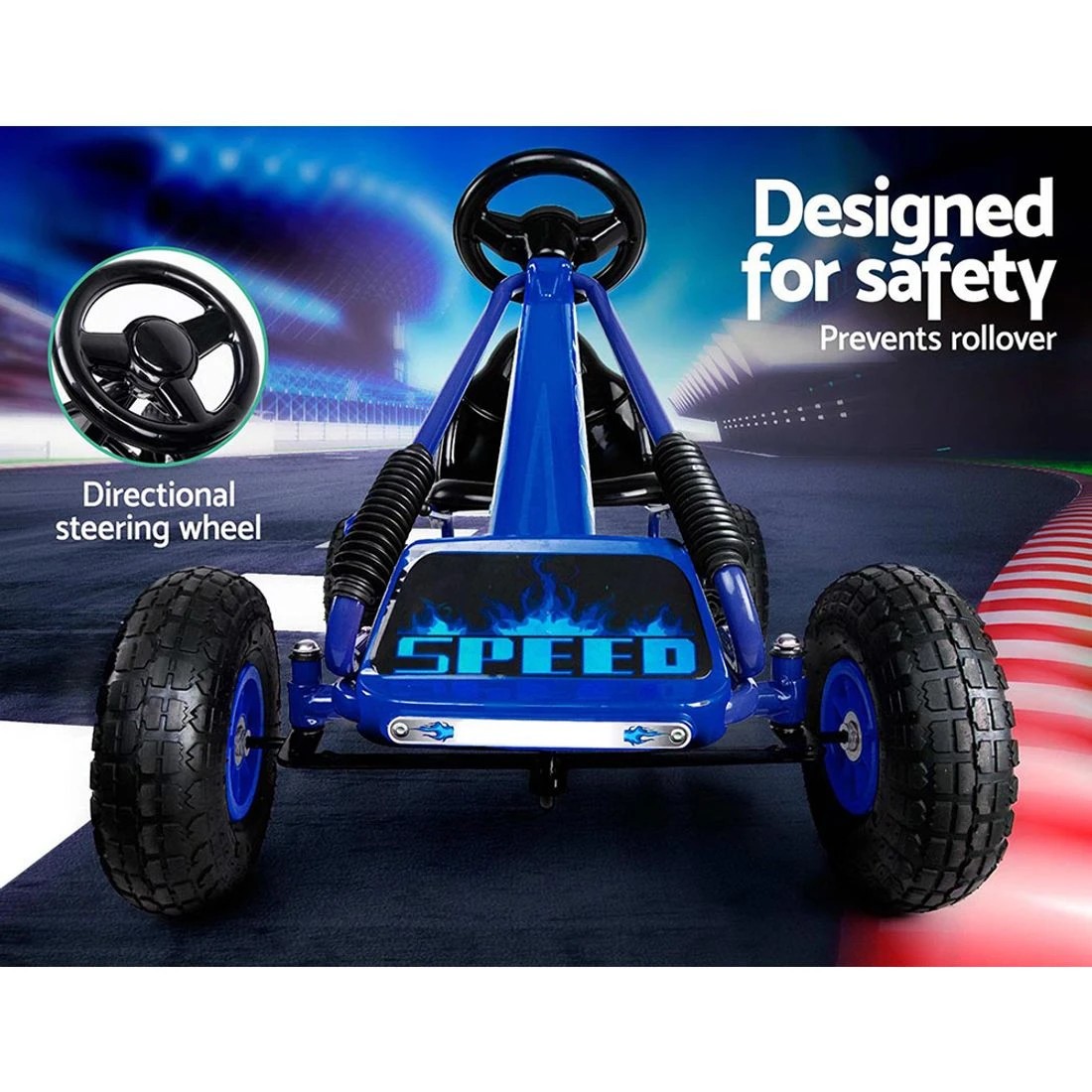 5 Rigo Kids Pedal Go Kart Ride On Toys Racing Car Rubber Tyre - Blue, 5 of 7