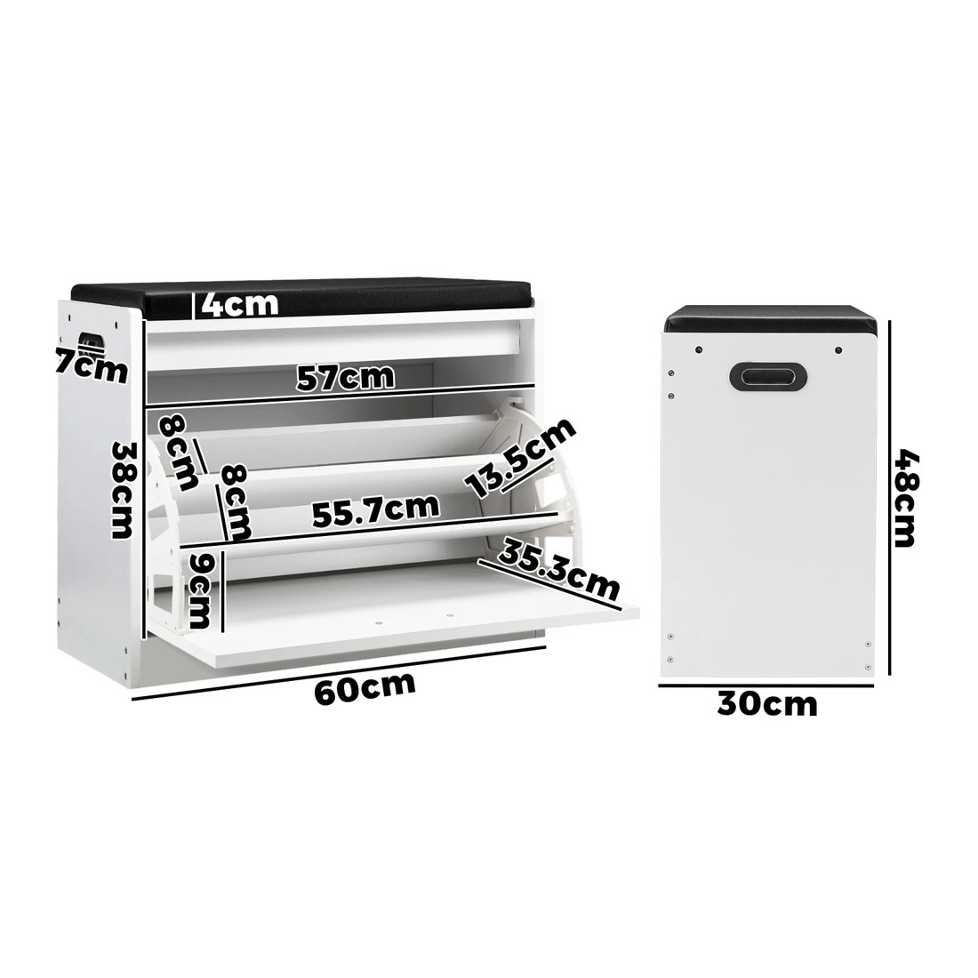 10 Oikiture Shoe Cabinet Bench Shoes Storage Cupboard Footwear Stand 15 Pairs
 - White, 10 of 10