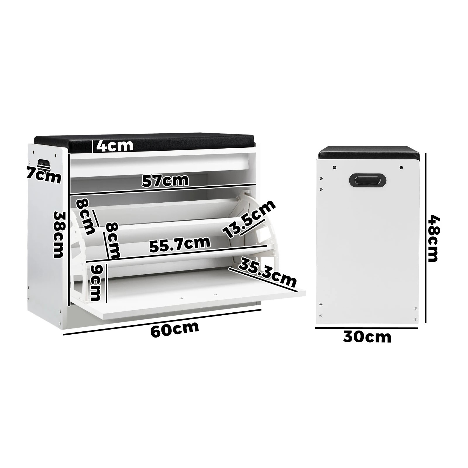 10 Oikiture Shoe Cabinet Bench Shoes Storage Cupboard Footwear Stand 15 Pairs
 - White, 10 of 10