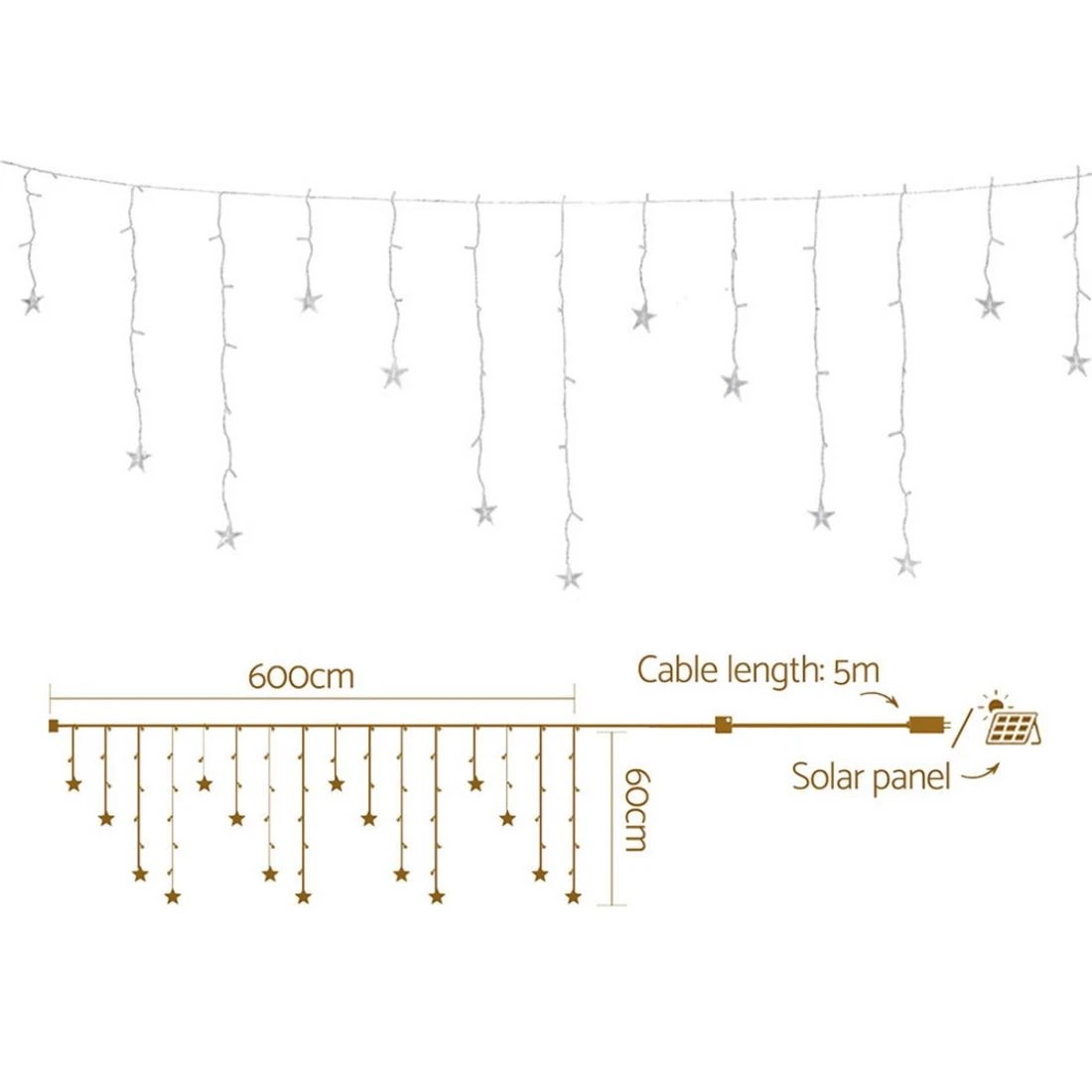 2 Jingle Jollys 6m Christmas Icicle Lights String Light 160 Led Solar Powered Warm Durable Christmas Lights
 - white, 2 of 7