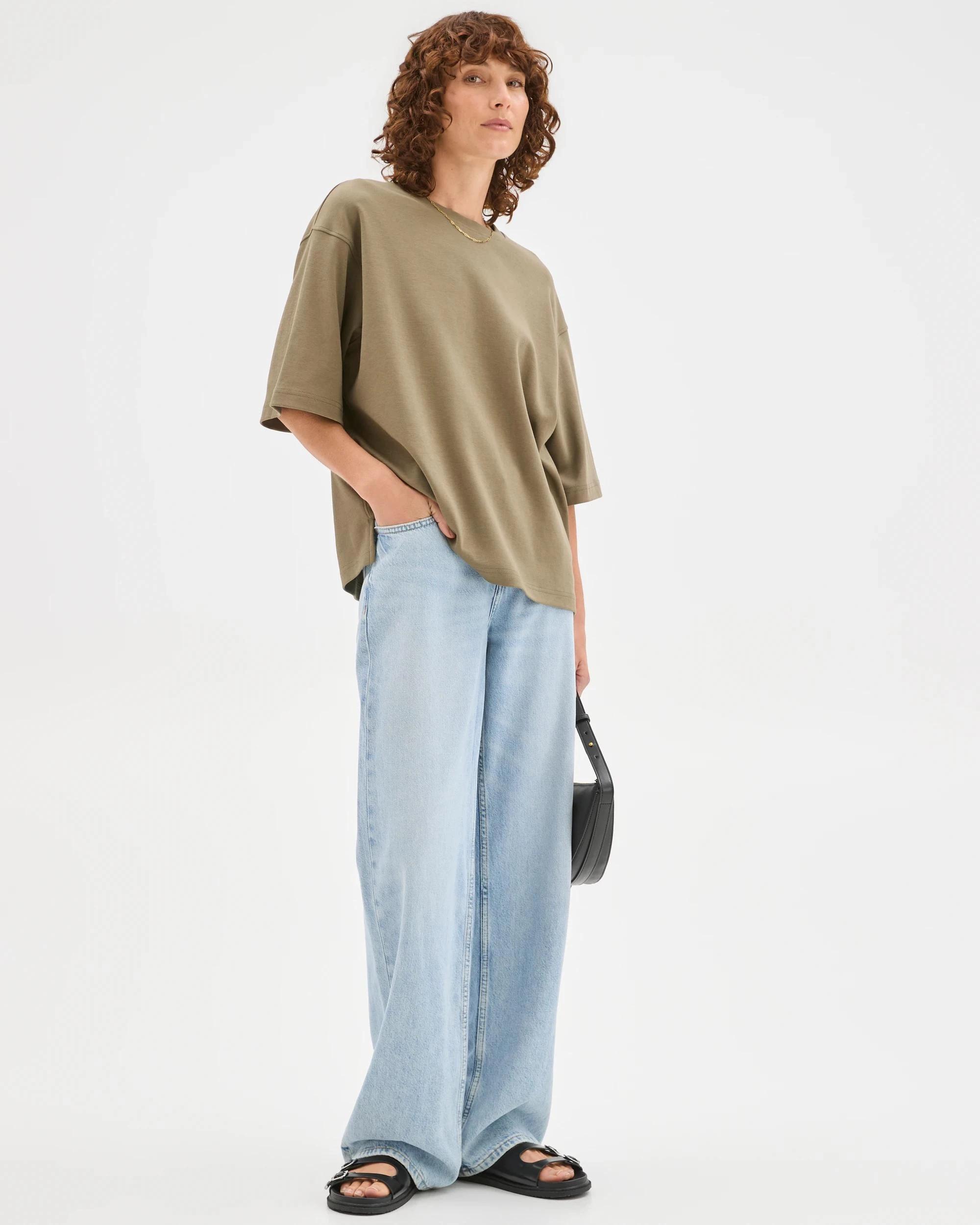 1 Target Australian Cotton Heavyweight Boxy T-Shirt DUSTY OLIVE, 1 of 7