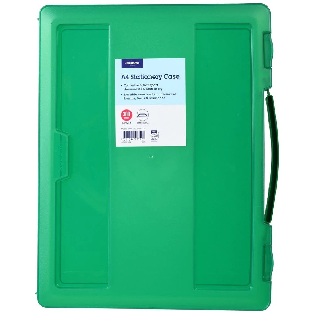 1 J.Burrows Stationery Case with Handle Green, 1 of 3