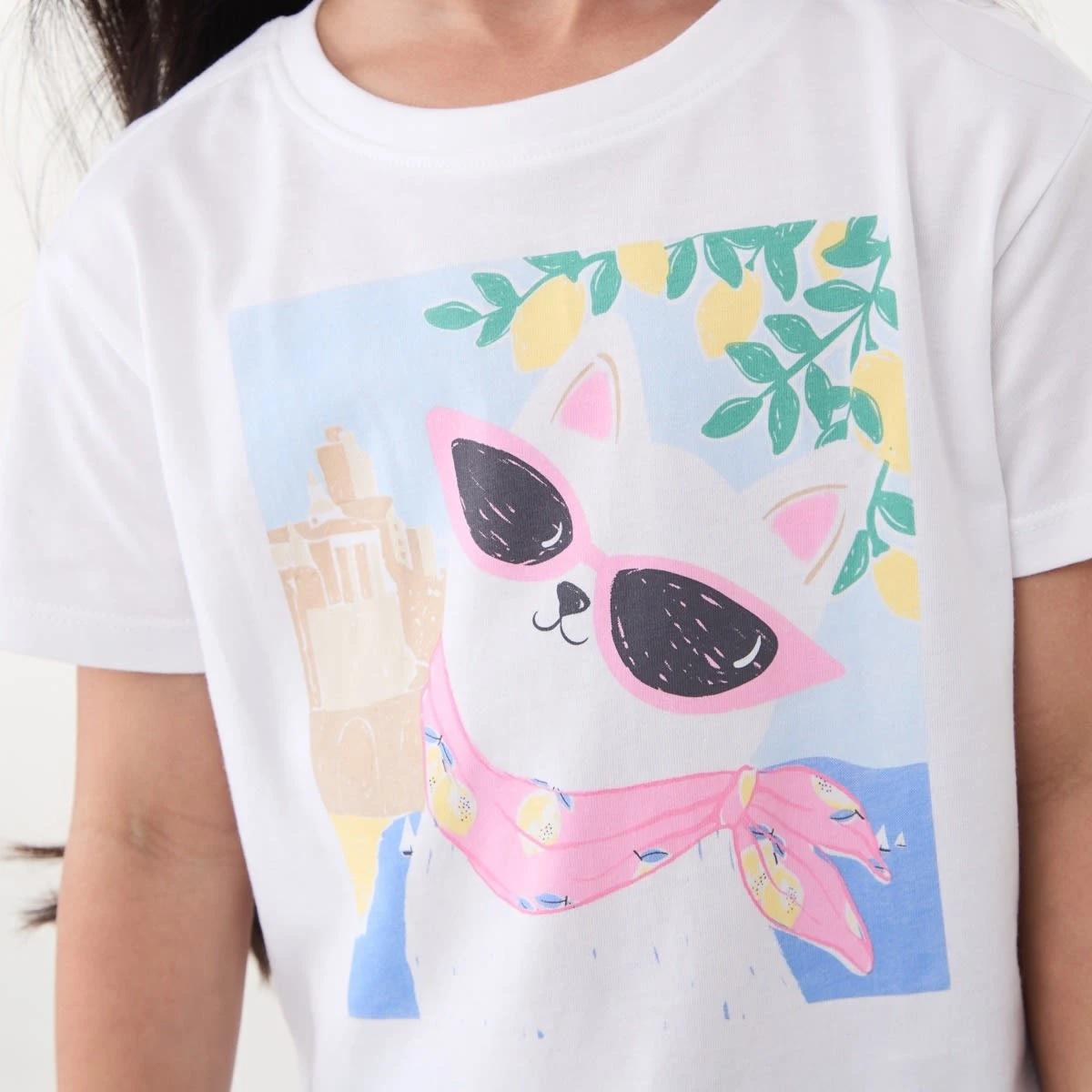 4 Print T-shirt CAT ON AMALFI COAST WHITE, 4 of 6
