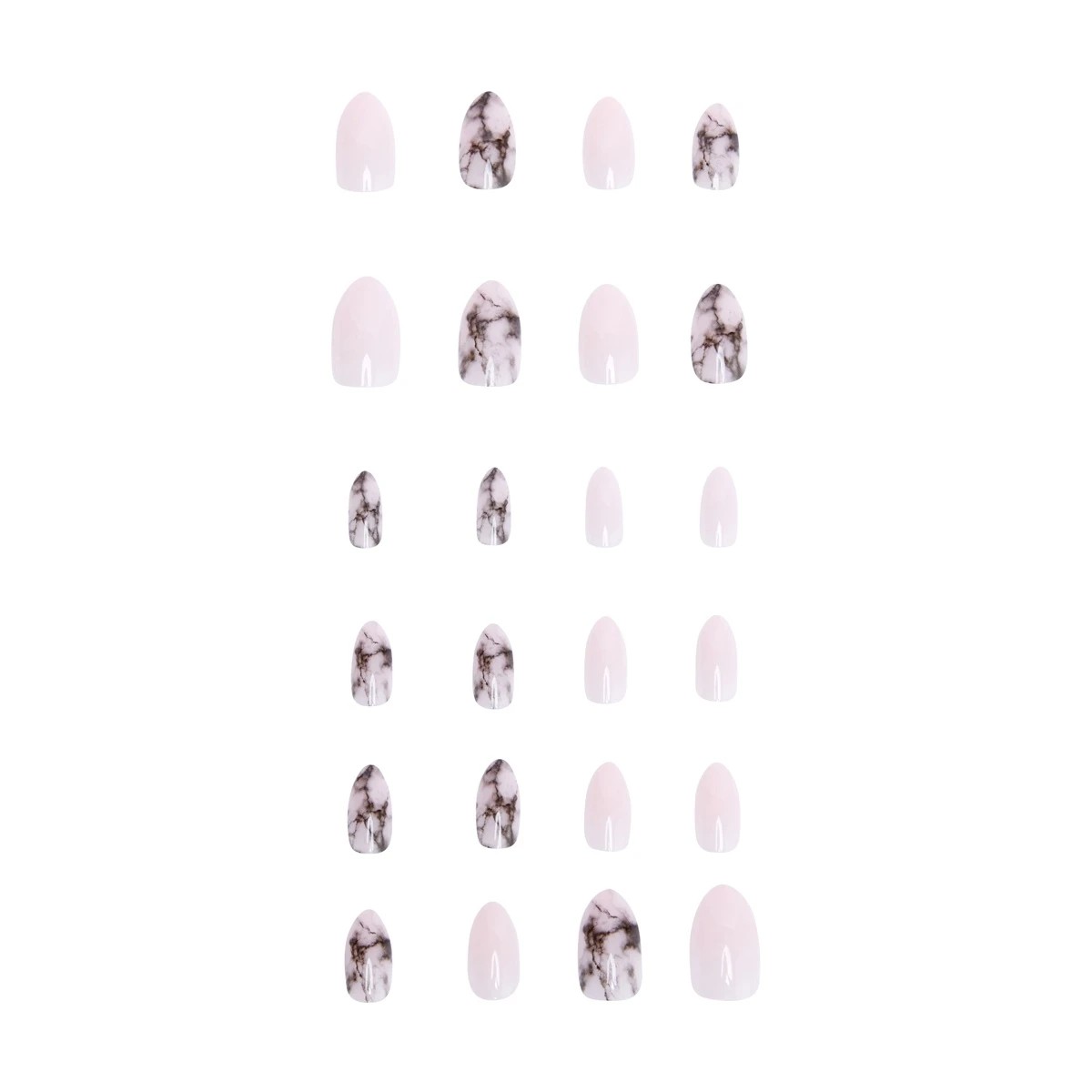 5 OXX Cosmetics 24 Pack Artificial Nails with Adhesive - Almond Shape, Pink Marble, 5 of 5