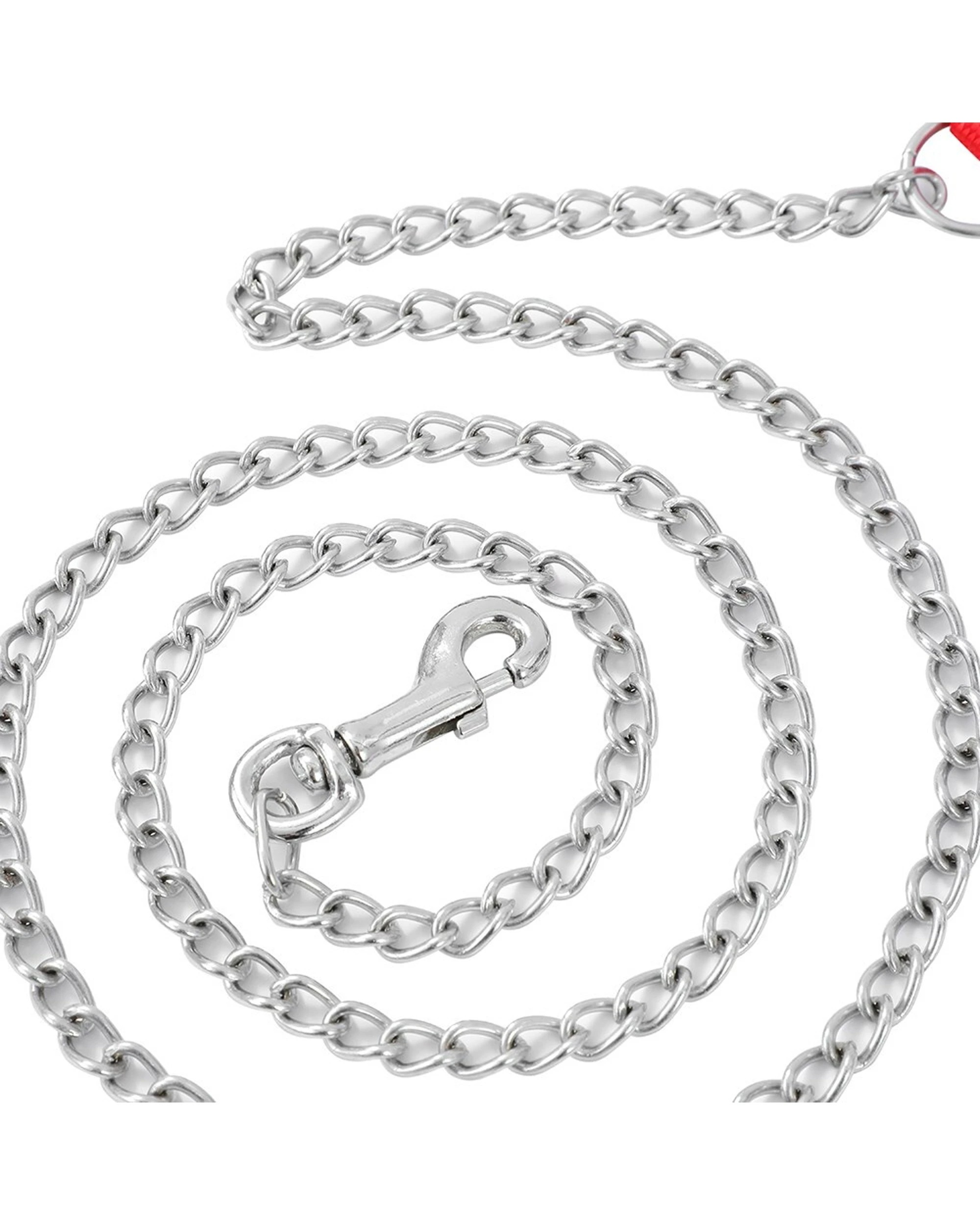 9 Paws And Claws 2pk Pet Dog Chain Lead With Padded Handle 120cm - Red, 9 of 9