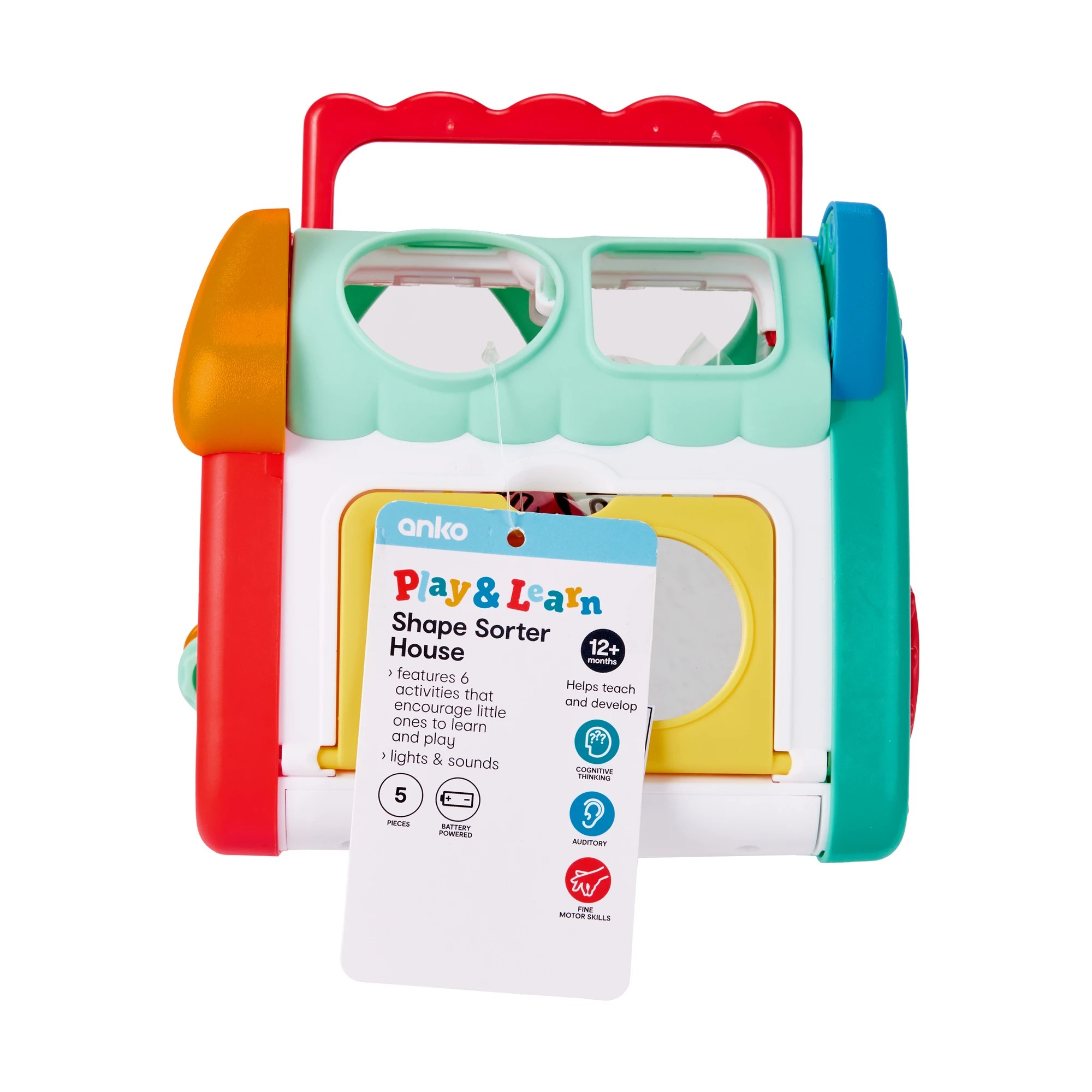 10 5 Piece Play & Learn Shape Sorter House, 10 of 10