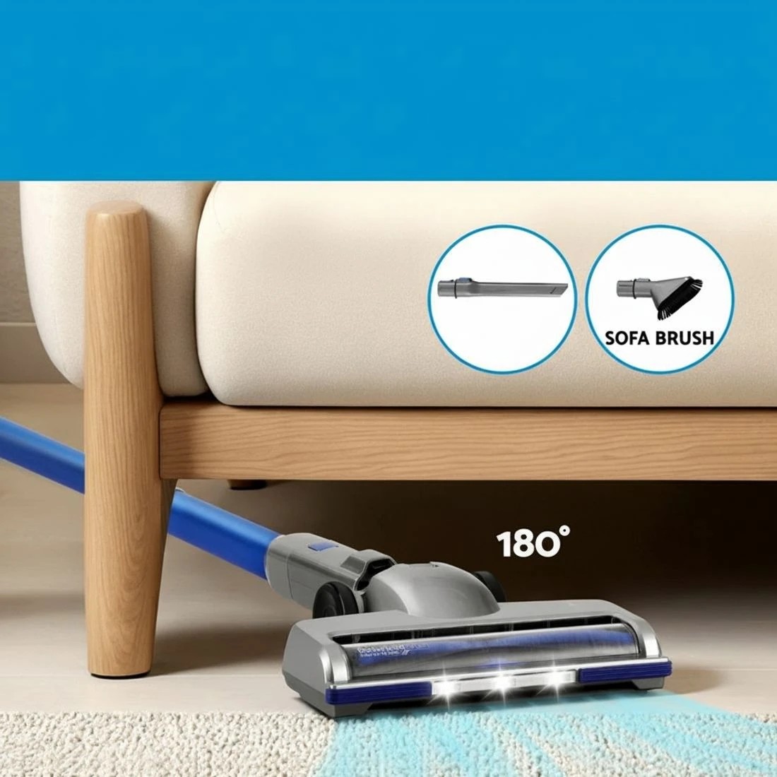 6 Devanti 300W Stick Vacuum Cleaner Cordless Self-Standing - Blue, 6 of 7