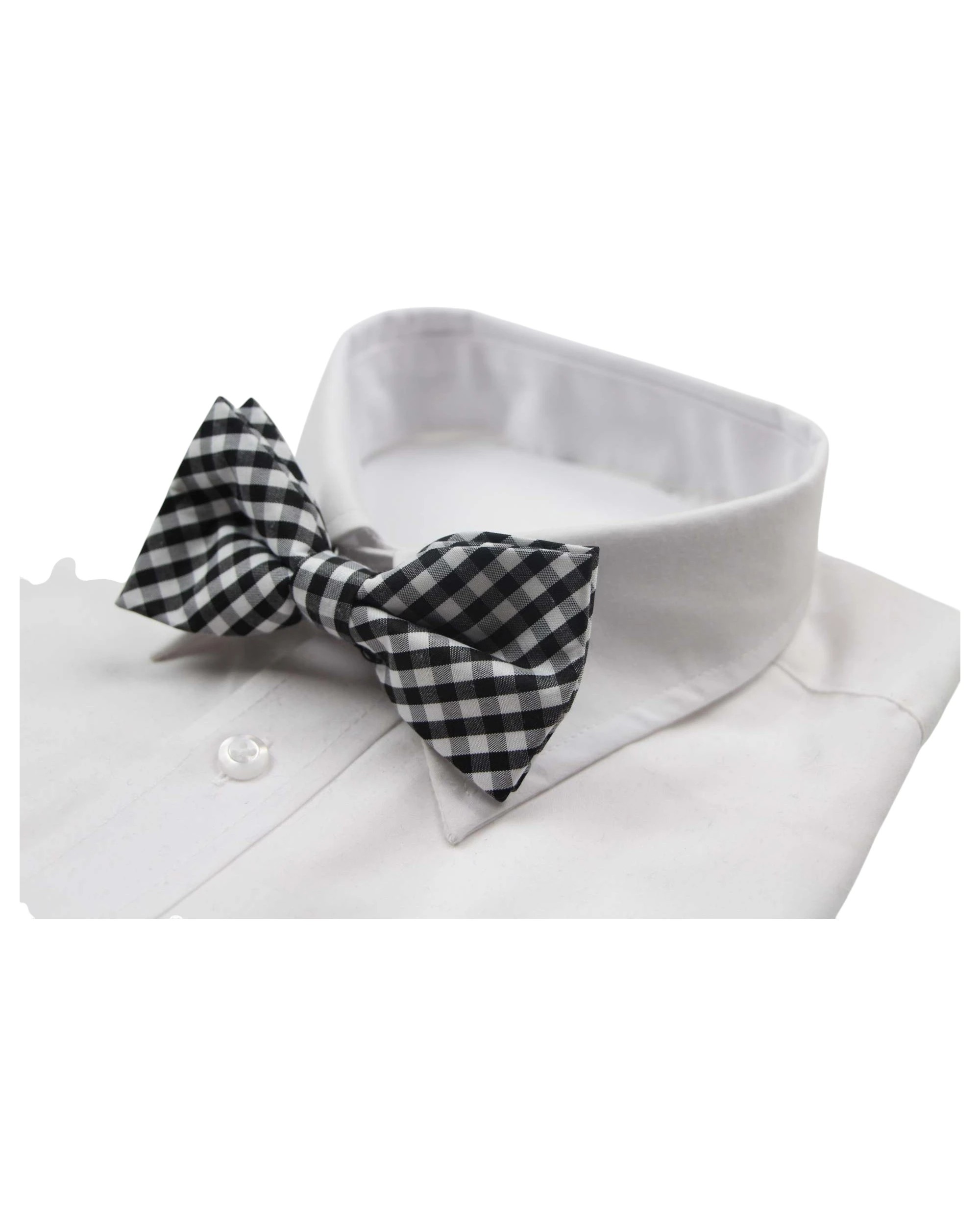1 Zasel Mens Black & White Checkered Cotton Bow Tie, 1 of 2