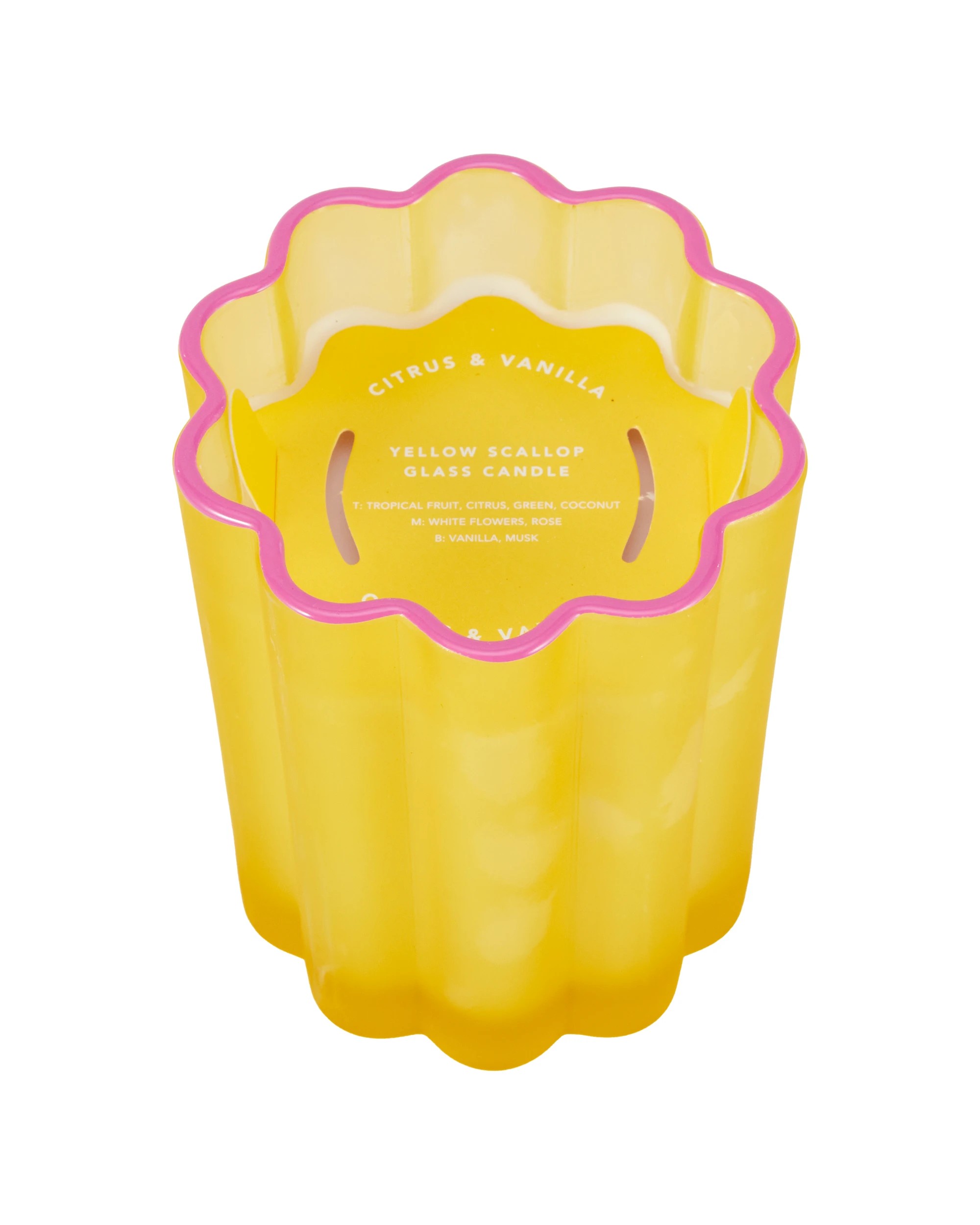 4 Scallop Glass Candle - Yellow, 4 of 5