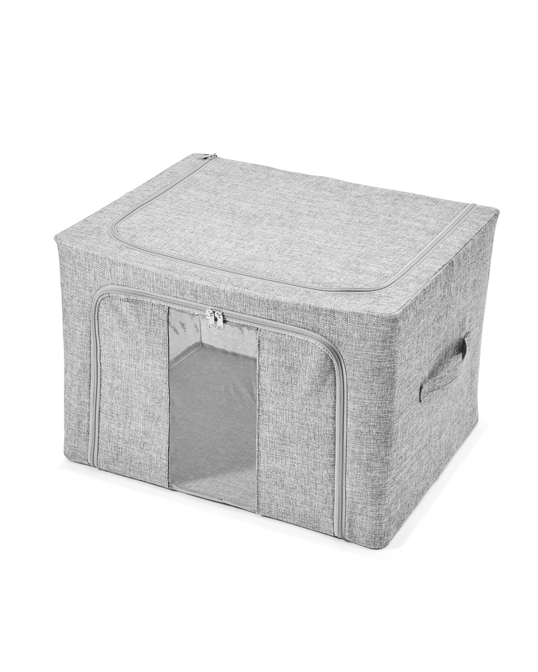 7 Linen Look Collapsible Box with Window - Large, Charcoal, 7 of 10
