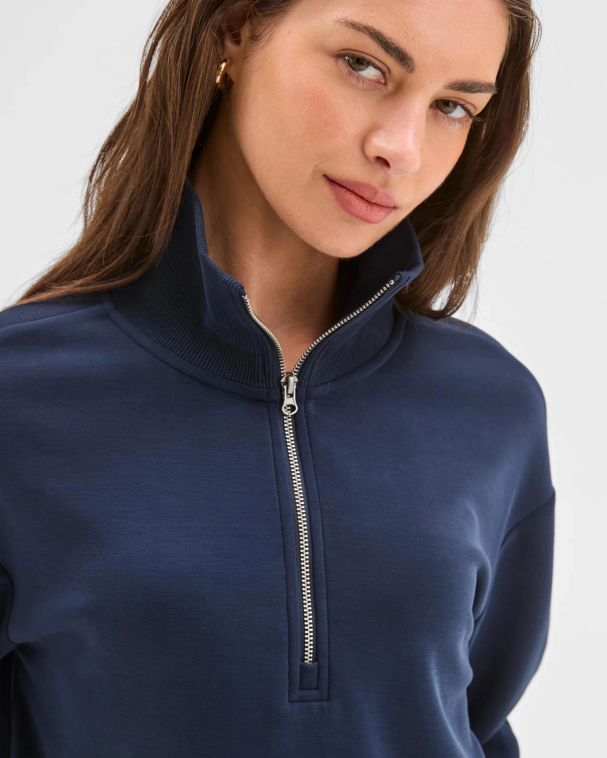 4 Target Petites Petites Active Studio Lounge Half Zip Knit Jumper INK NAVY, 4 of 5