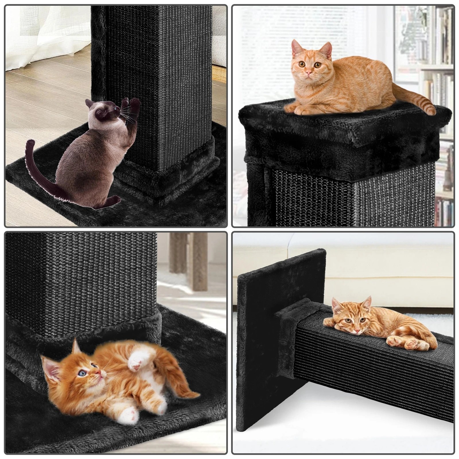 4 Beastie Cat Tree Scratcher Tower Scratching Post Condo House Furniture Wood 92cm - Black, 4 of 5