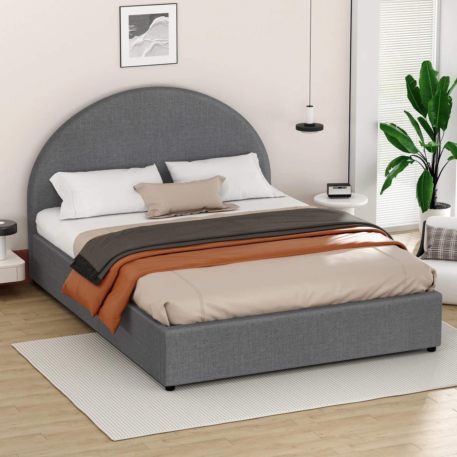 6 Alfordson Bed Frame King Size Gas Lift Base With Storage Fabric Howell - Grey, 6 of 10