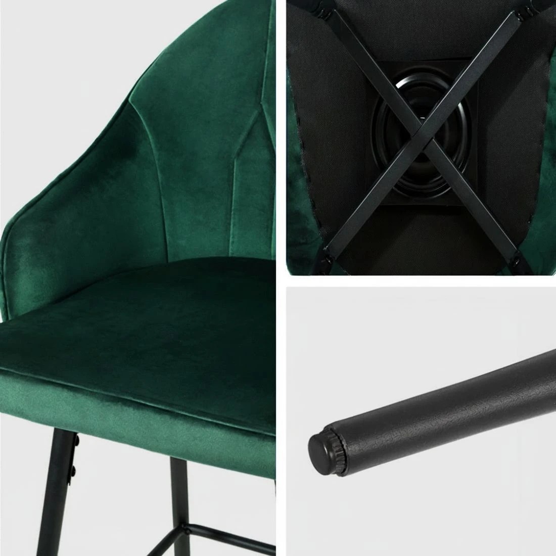 6 Artiss 4x Bar Stools Velvet Swivel Metal Legs Green - Green, 6 of 6