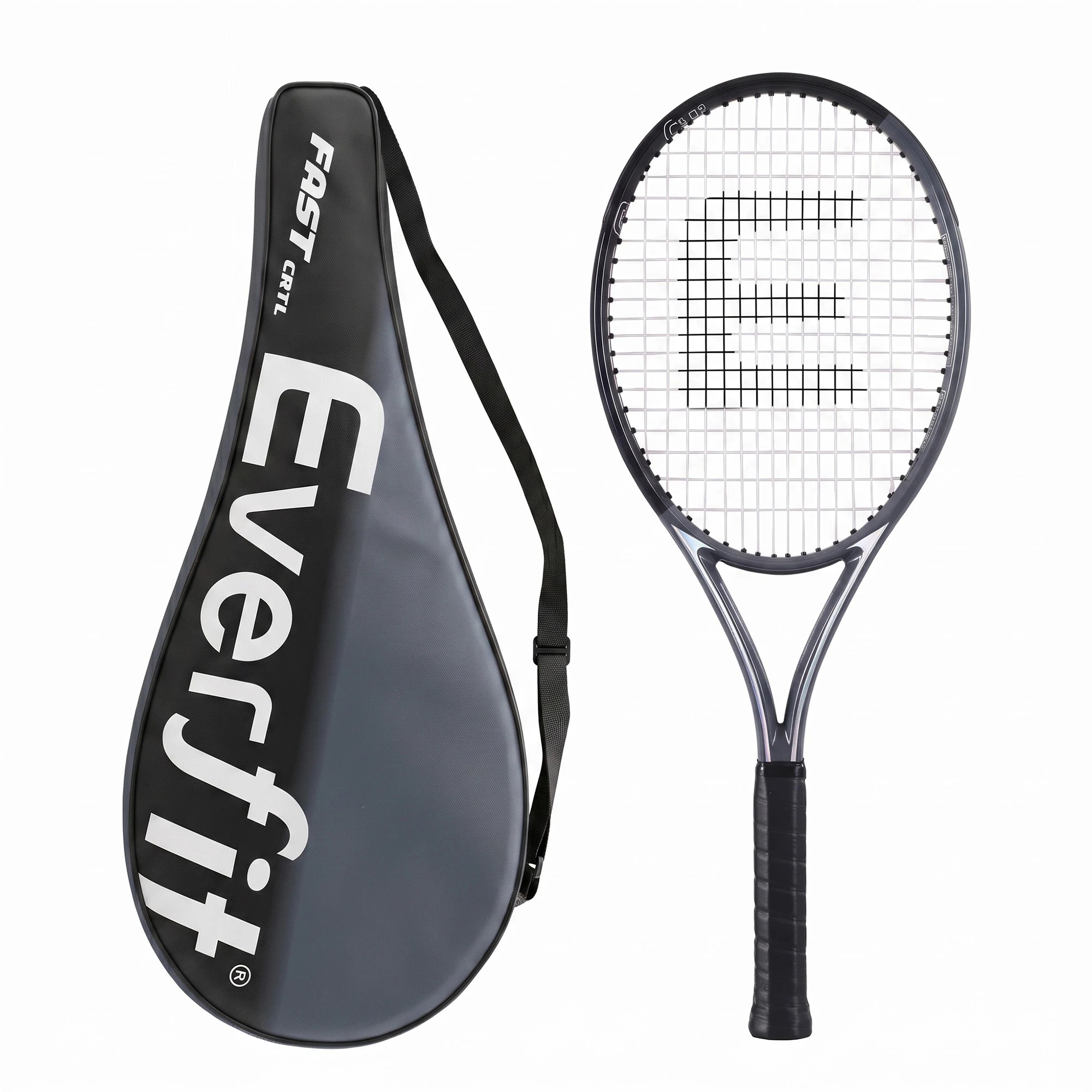 1 Everfit 27 Inch Tennis Racket Lightweight Adult Racquet with Larger Head and Cushioned Grip for Beginners - Black, 1 of 9