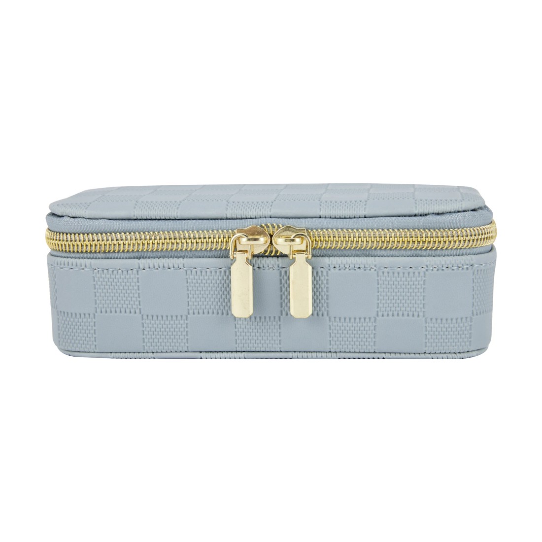 1 Blue Check Small Zip Jewellery Case, 1 of 7