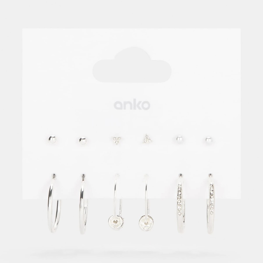 4 6 Pack Fine Rhondal Earrings - Silver Tone, 4 of 4