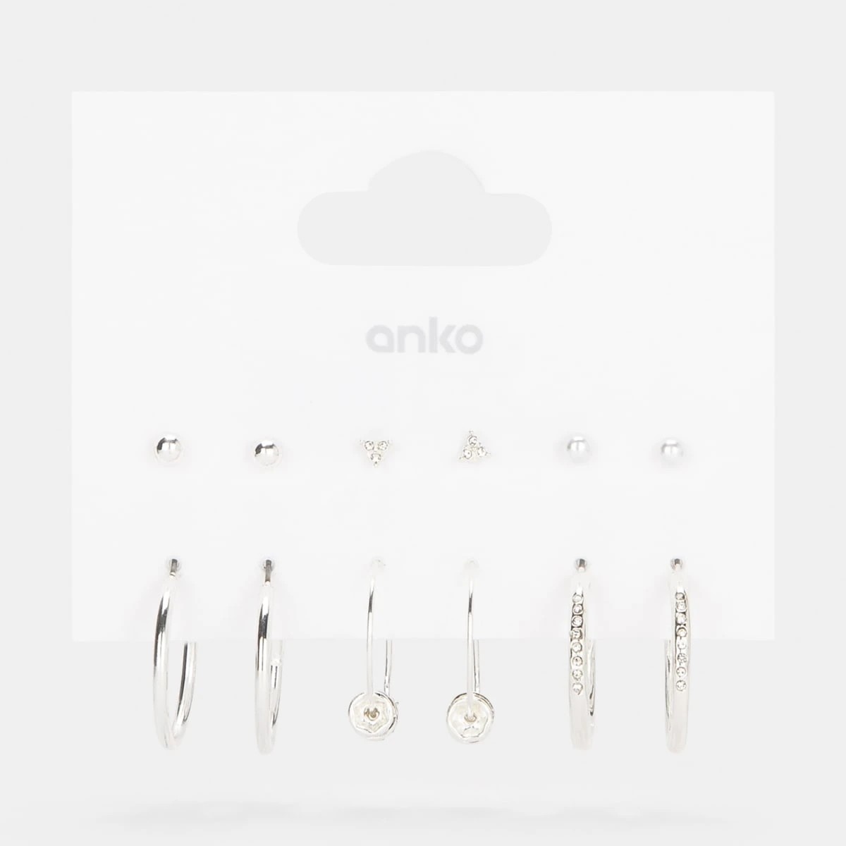 4 6 Pack Fine Rhondal Earrings - Silver Tone, 4 of 4