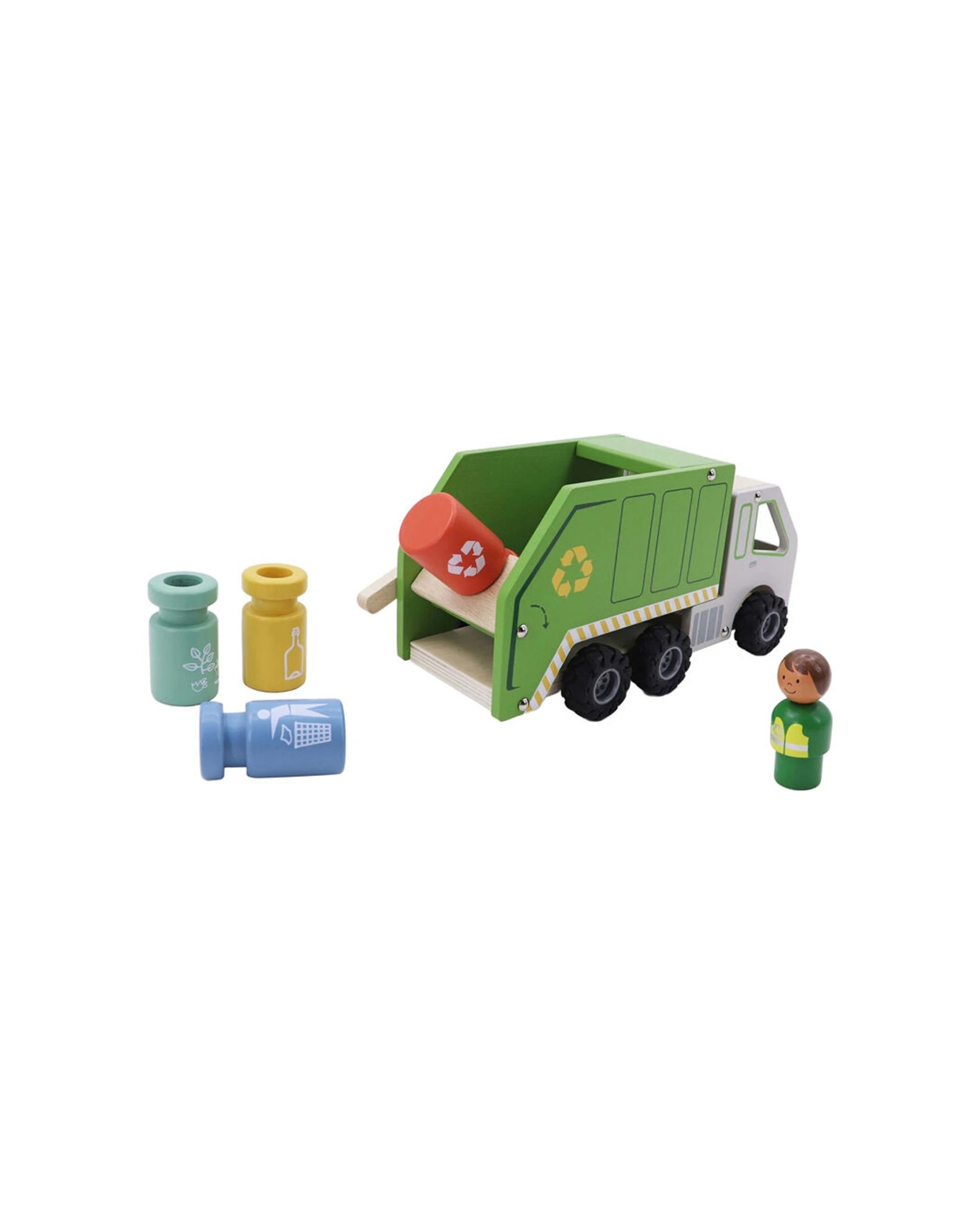 3 Kaper Kidz Wooden Recycling Garbage Truck Kids Toy Playset - Multi, 3 of 6