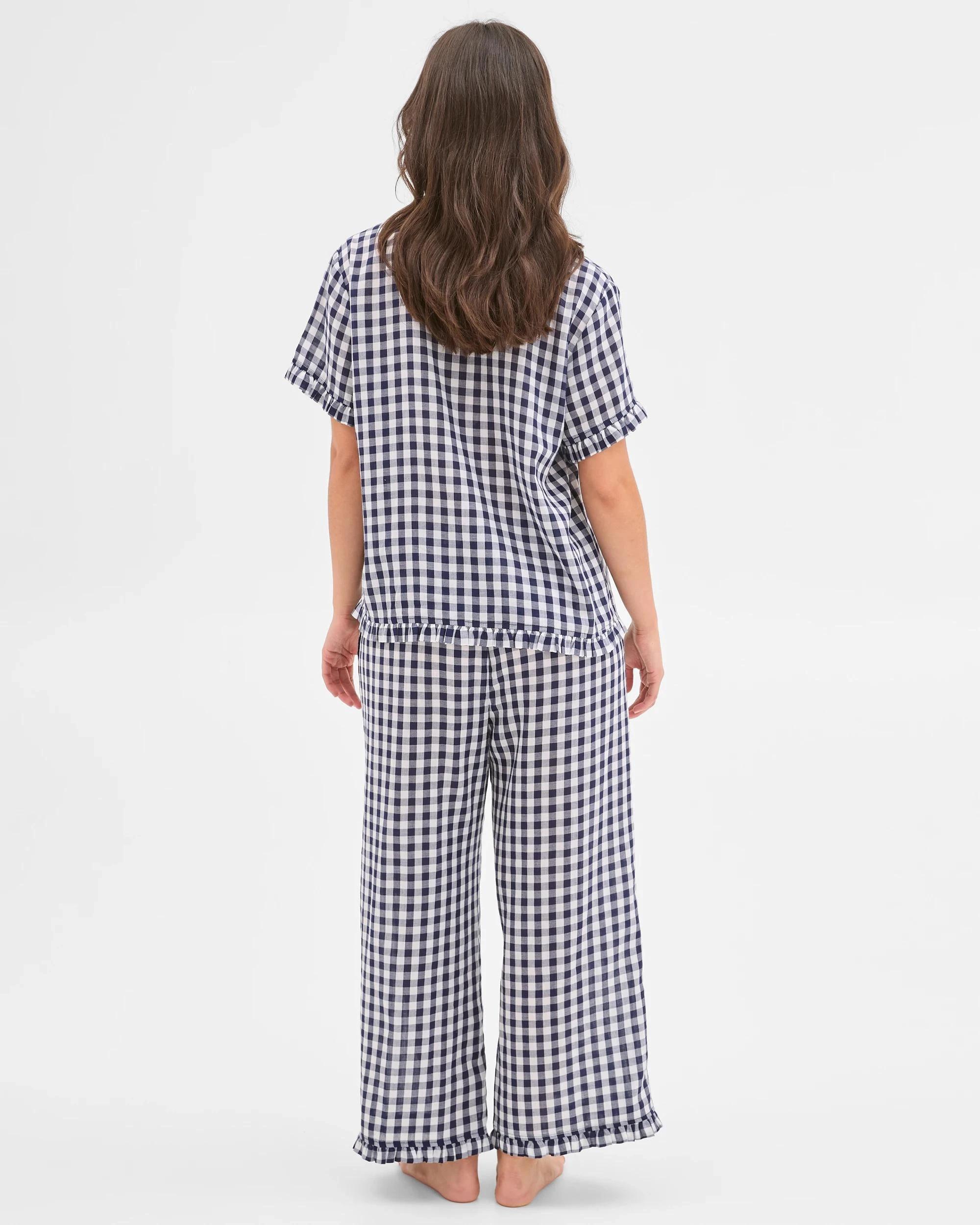 6 Target Woman Australian Cotton Crop Leg Pyjama Set NAVY GINGHAM, 6 of 7