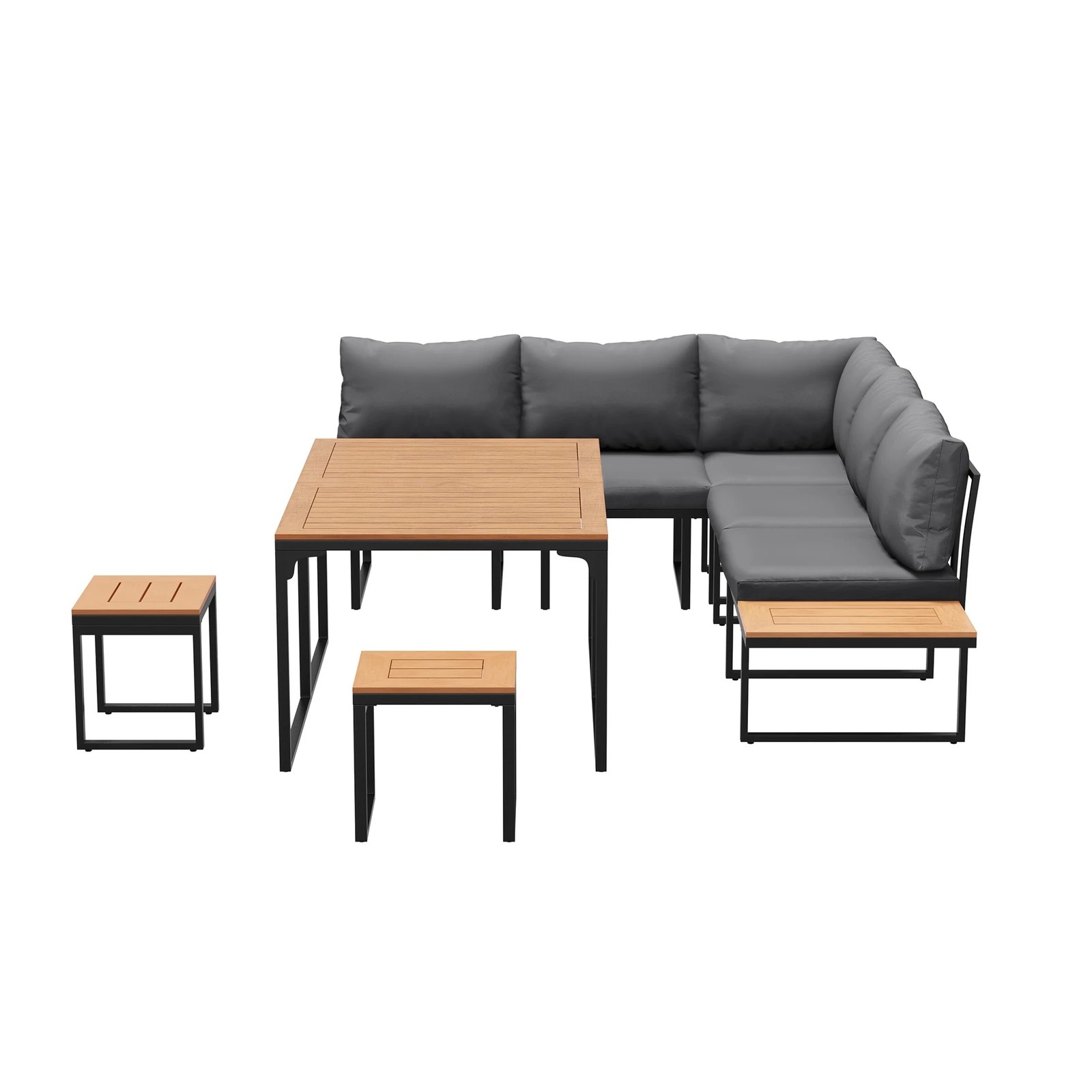 6 Livsip 7 Seater Outdoor Dining Set Sofa Lounge Setting Patio Table Stool - Multi, 6 of 8